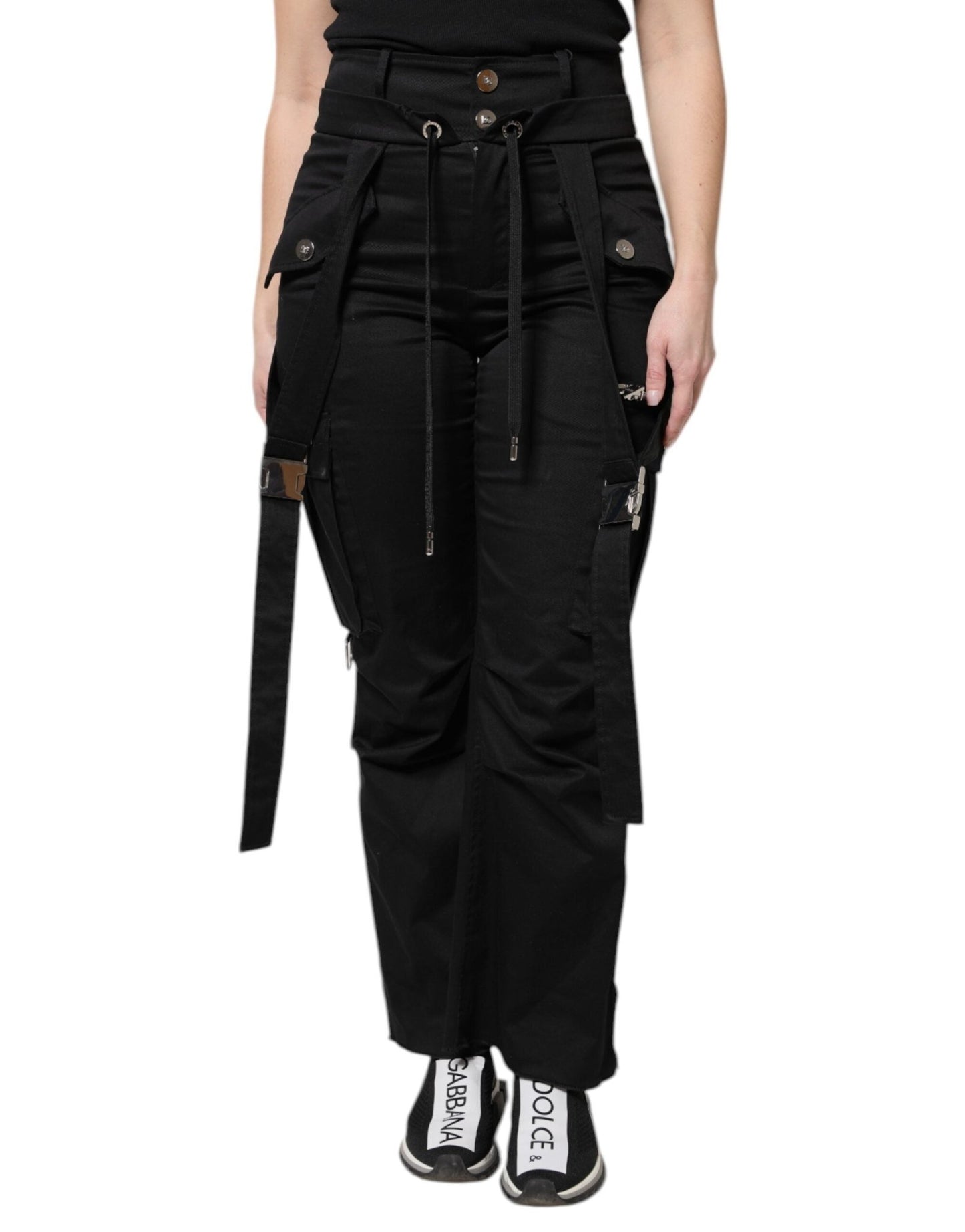 Dolce & Gabbana Black Cotton High Waist Cargo Pants – IT40|S par Dolce & Gabbana | Disponible sur Sandy Store ByNet