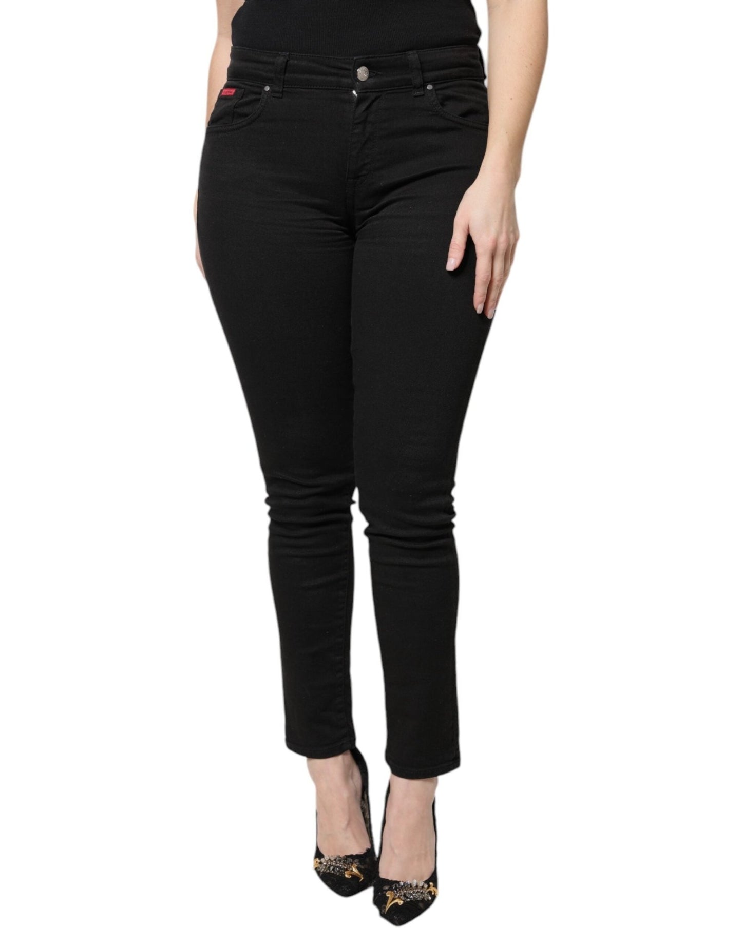Dolce & Gabbana Black Cotton High Waist Skinny Denim Jeans – IT42|M par Dolce & Gabbana | Disponible sur Sandy Store ByNet