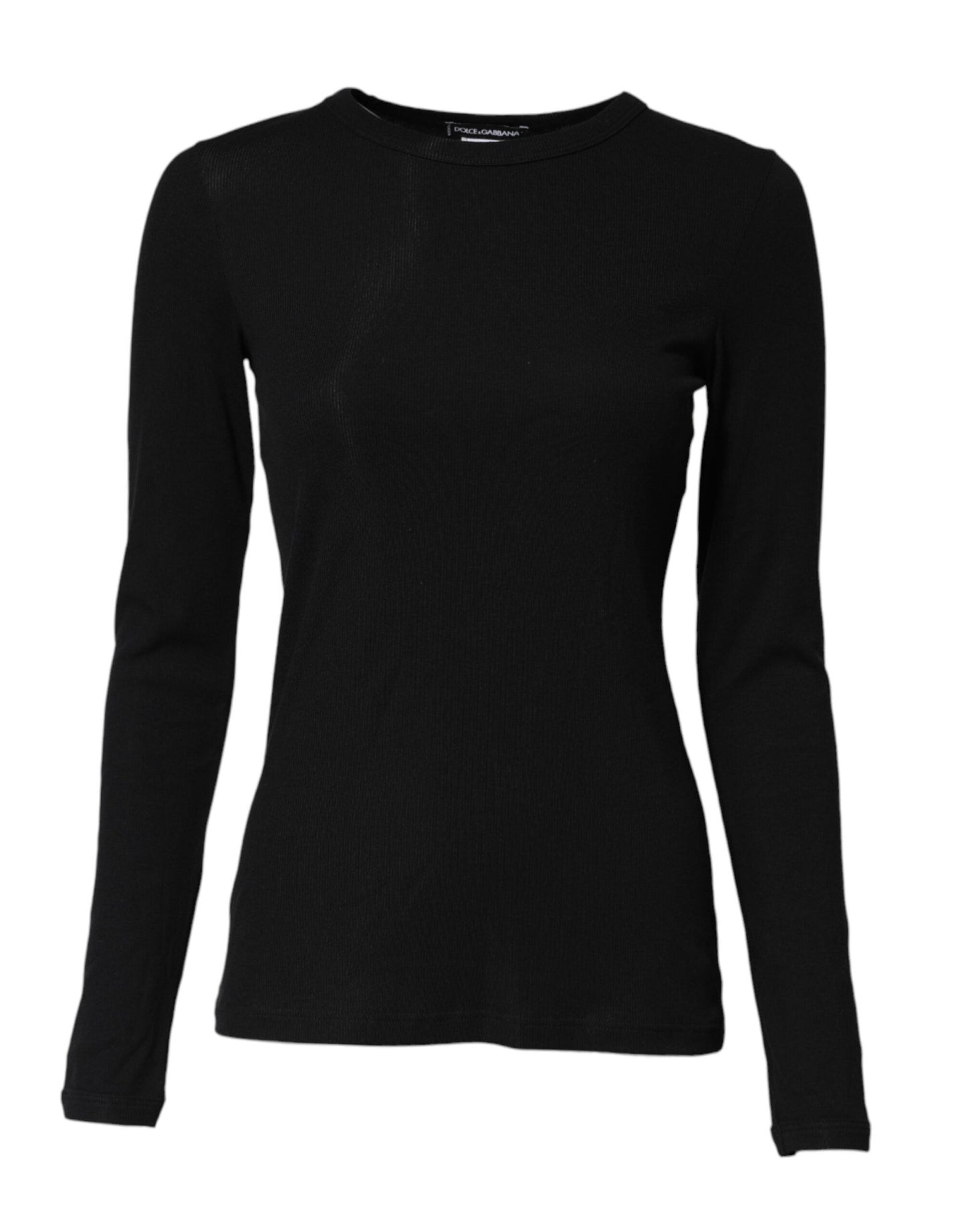 Dolce & Gabbana Black Cotton Knit Round Neck Long Sleeves T-shirt – IT2 | S par Dolce & Gabbana | Disponible sur Sandy Store ByNet