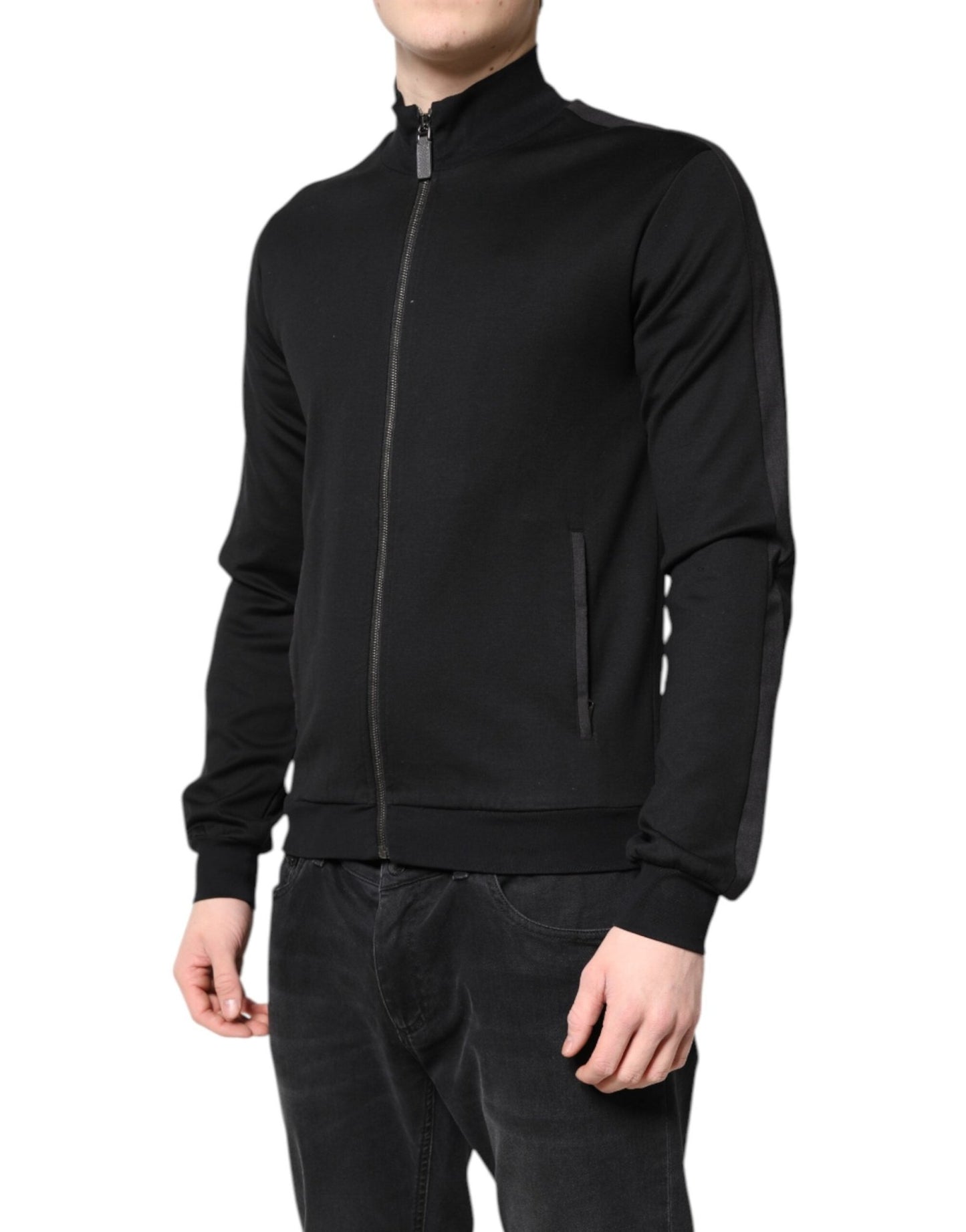 Dolce & Gabbana Black Cotton Logo Full Zip Men Bomber Jacket – IT48 | M par Dolce & Gabbana | Disponible sur Sandy Store ByNet
