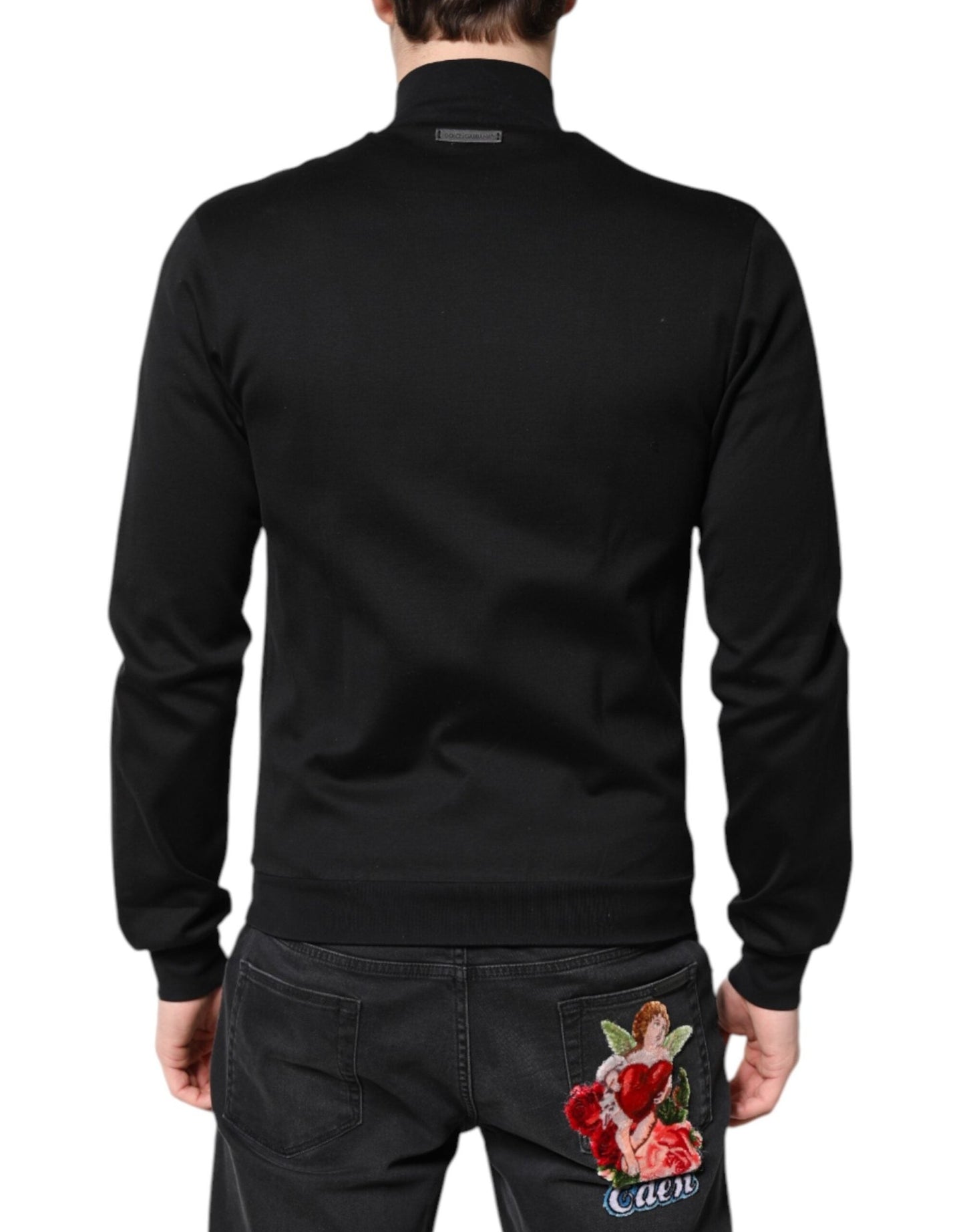 Dolce & Gabbana Black Cotton Logo Full Zip Men Bomber Jacket – IT48 | M par Dolce & Gabbana | Disponible sur Sandy Store ByNet