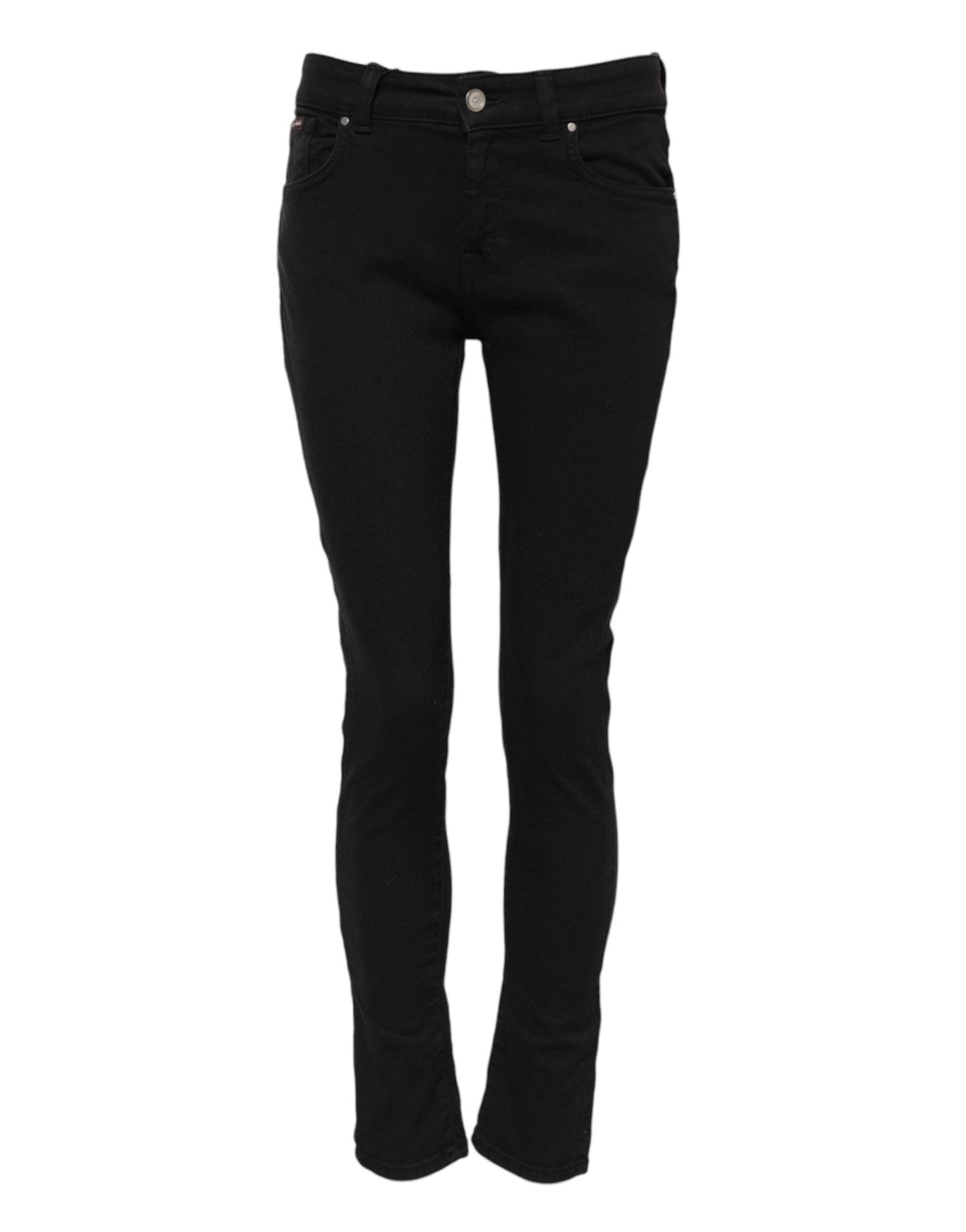 Dolce & Gabbana Black Cotton Logo Skinny Mid Waist Denim Jeans – IT38 | XS par Dolce & Gabbana | Disponible sur Sandy Store ByNet