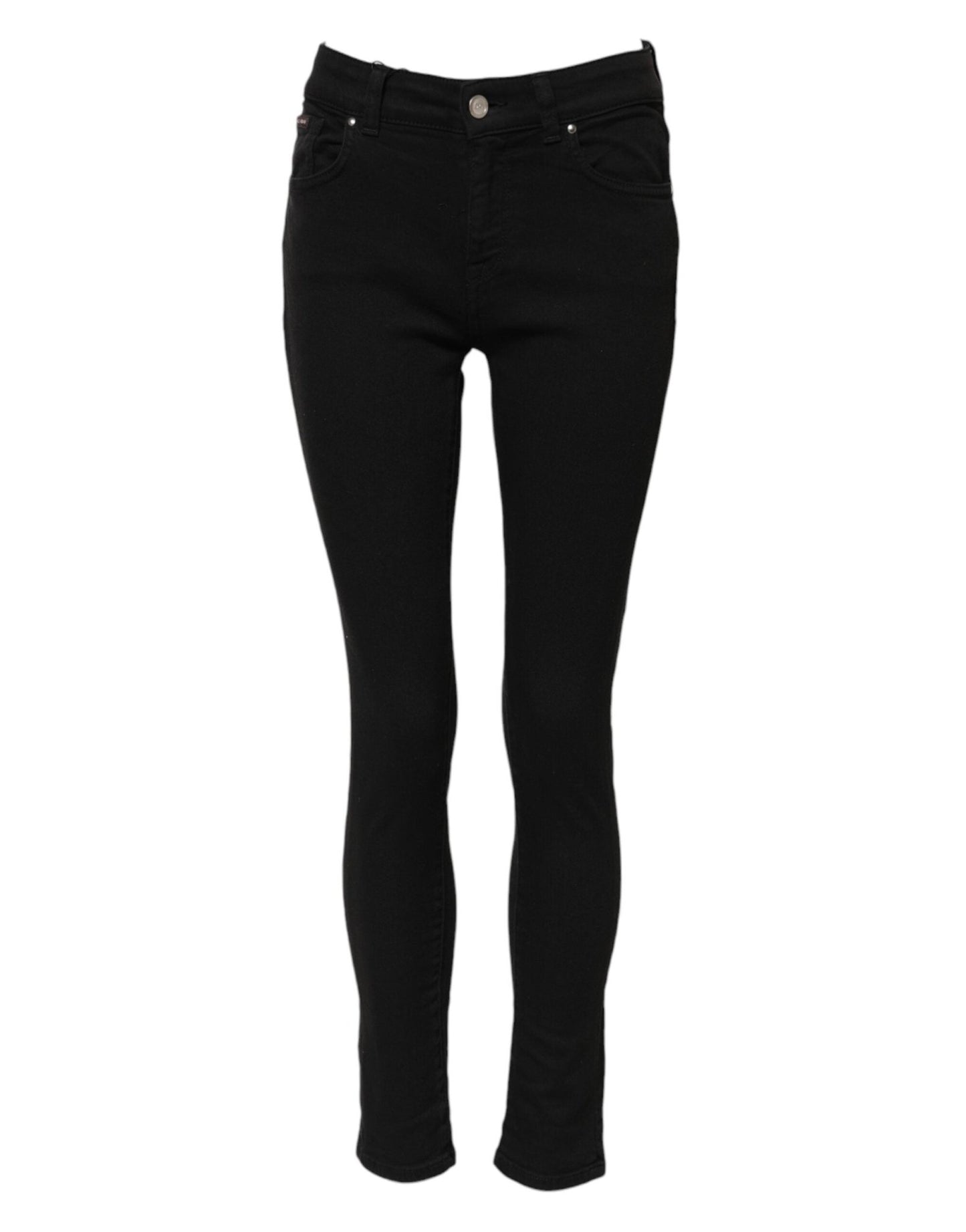 Dolce & Gabbana Black Cotton Logo Skinny MidWaist Denim Jeans – IT38 | XS par Dolce & Gabbana | Disponible sur Sandy Store ByNet