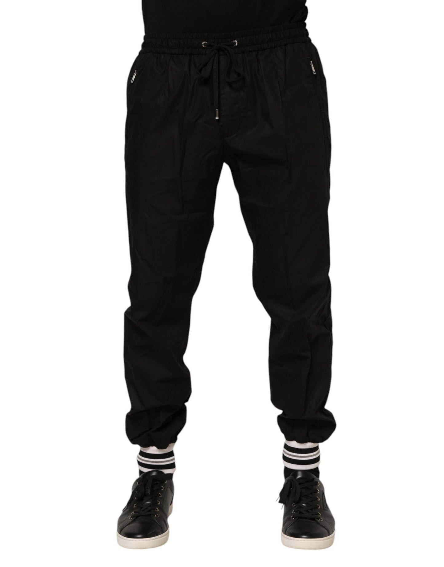 Dolce & Gabbana Black Cotton Logo Tape Men Jogger Pants – IT52 | XL par Dolce & Gabbana | Disponible sur Sandy Store ByNet