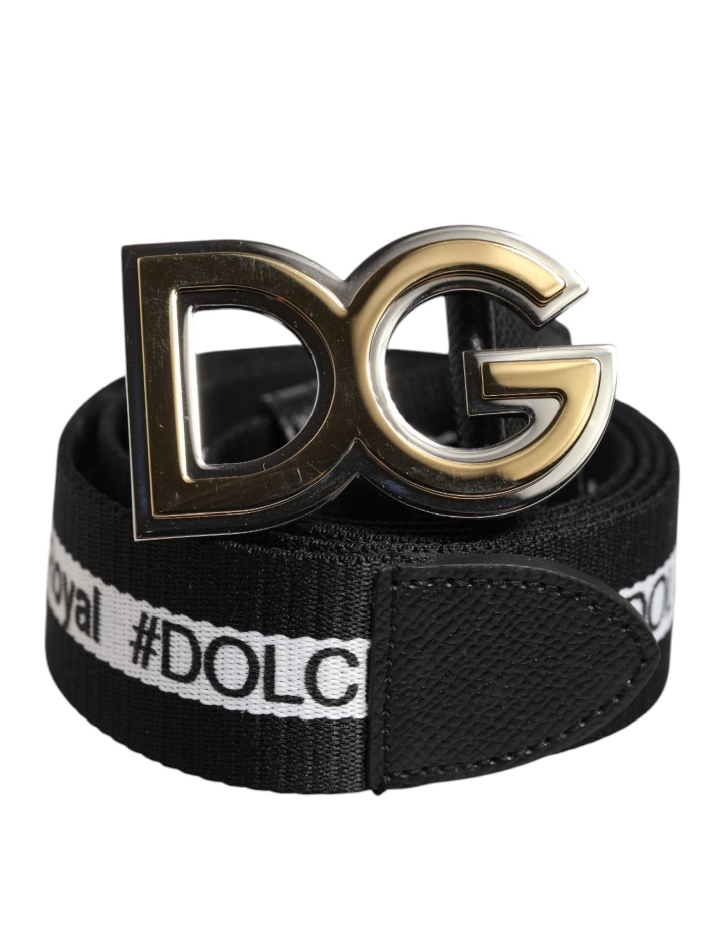 Dolce & Gabbana Black Cotton Metal DG Logo Gold Buckle Belt – 100 cm / 40 Inches par Dolce & Gabbana | Disponible sur Sandy Store ByNet