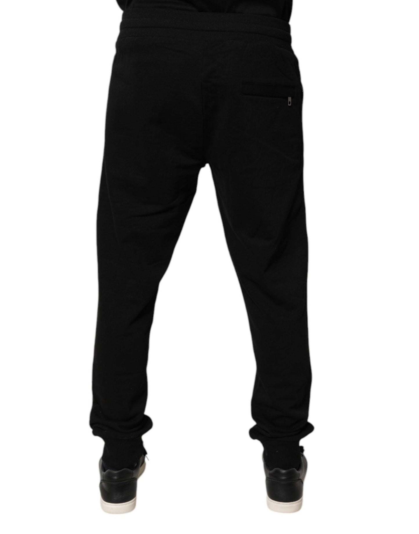 Dolce & Gabbana Black Cotton Mid Waist Jogger Sweatpants Pants - Sandy Store ByNet