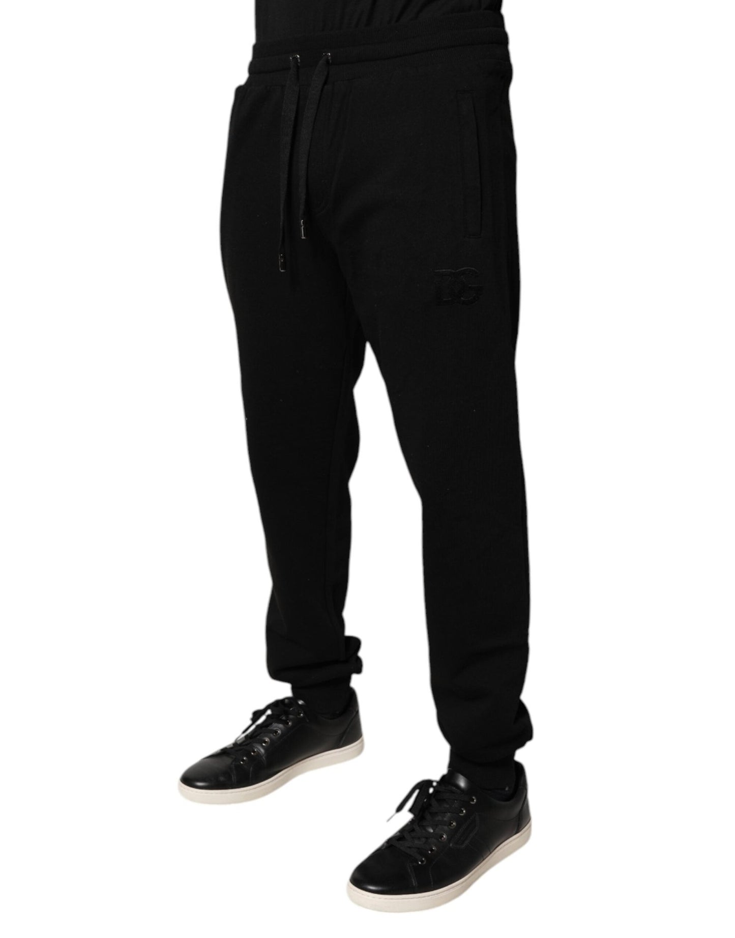 Dolce & Gabbana Black Cotton Mid Waist Jogger Sweatpants Pants - Sandy Store ByNet