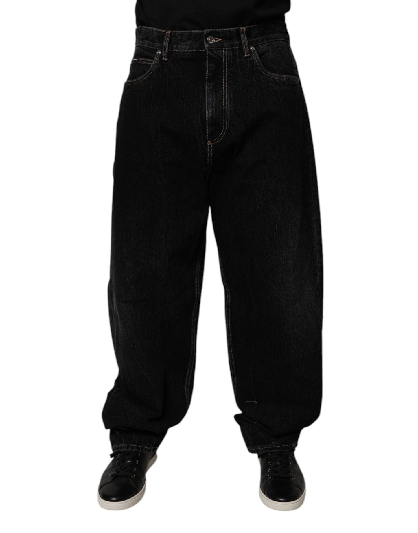 Dolce & Gabbana Black Cotton Mid Waist Wide Leg Denim Jeans – IT48 | M par Dolce & Gabbana | Disponible sur Sandy Store ByNet