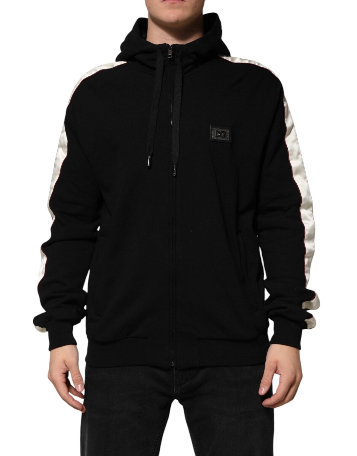 Dolce & Gabbana Black Cotton Plaque Track Cardigan Sweater – IT44 | XS par Dolce & Gabbana | Disponible sur Sandy Store ByNet