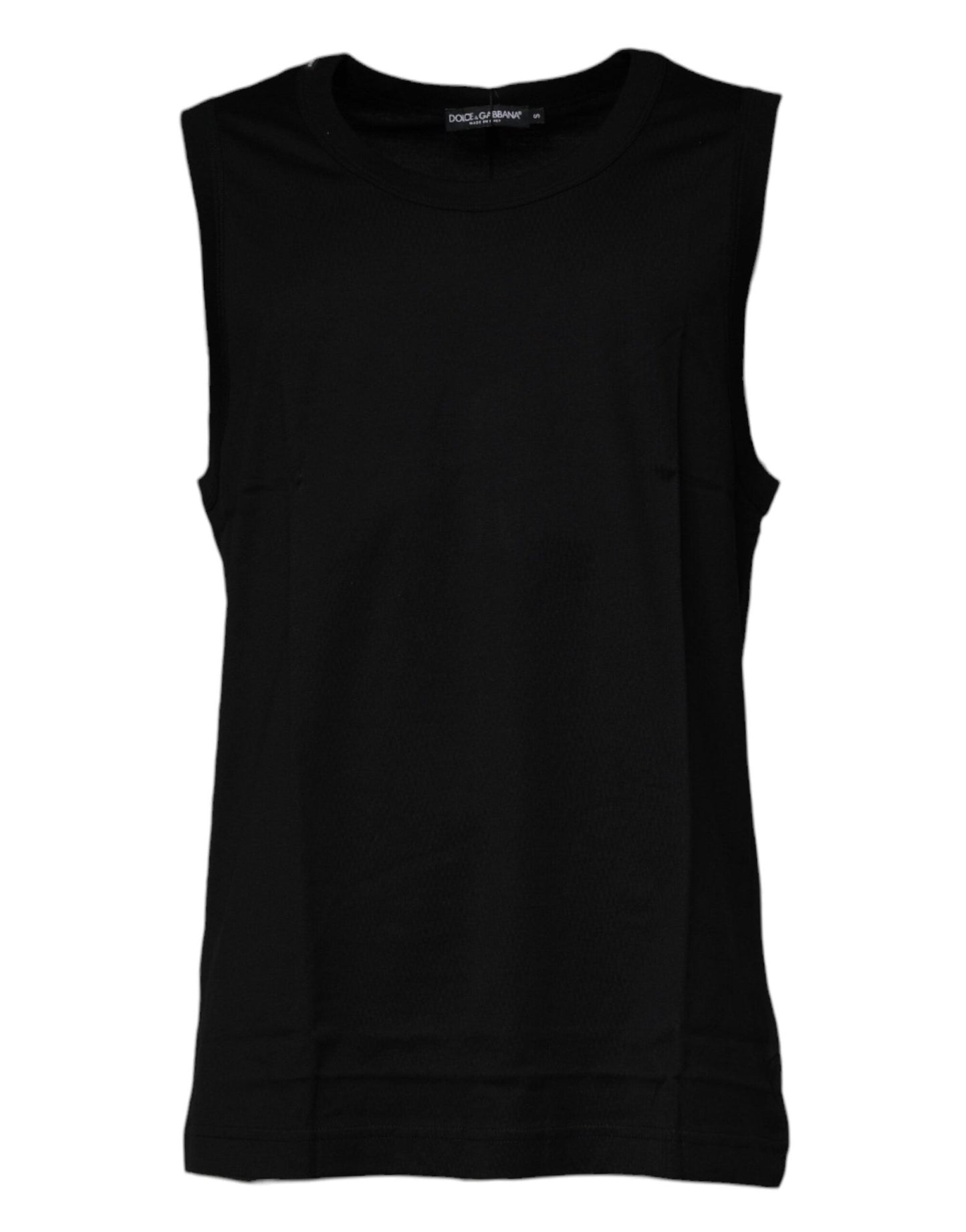 Dolce & Gabbana Black Cotton Round Neck Sleeveless T-shirt – IT44 | XS par Dolce & Gabbana | Disponible sur Sandy Store ByNet