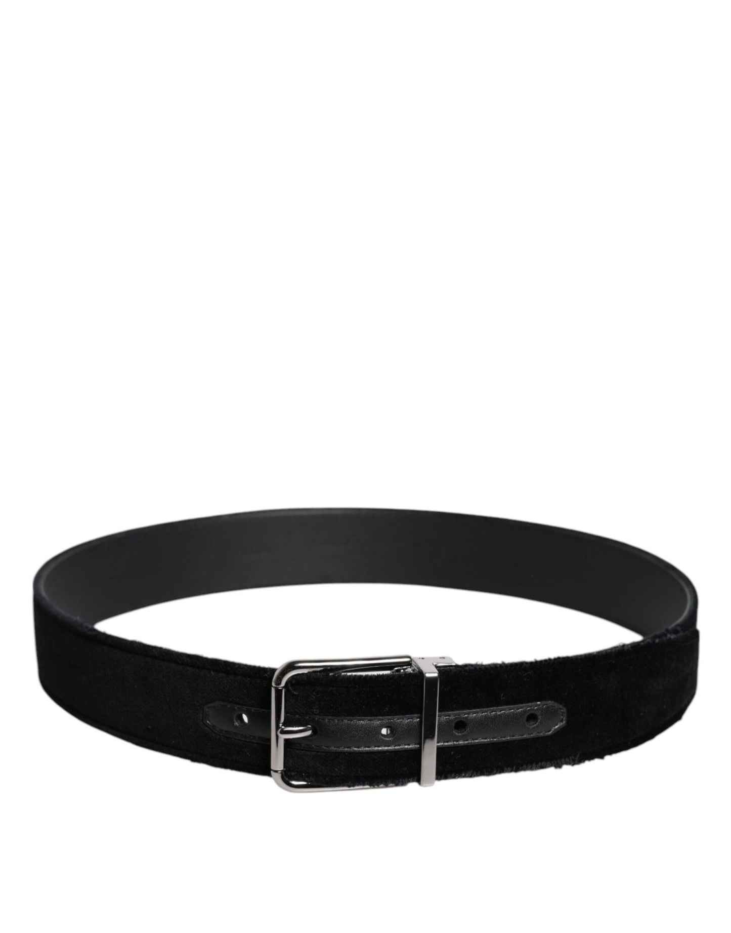 Dolce & Gabbana Black Cotton Silver Tone Metal Buckle Belt - Sandy Store ByNet