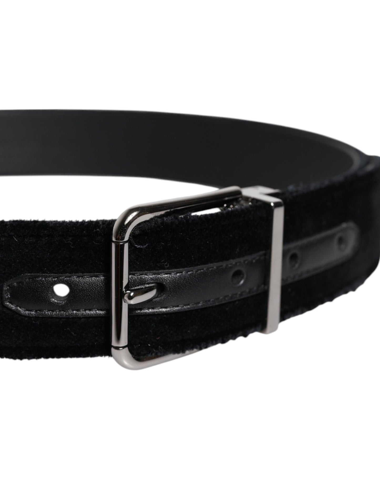 Dolce & Gabbana Black Cotton Silver Tone Metal Buckle Belt - Sandy Store ByNet