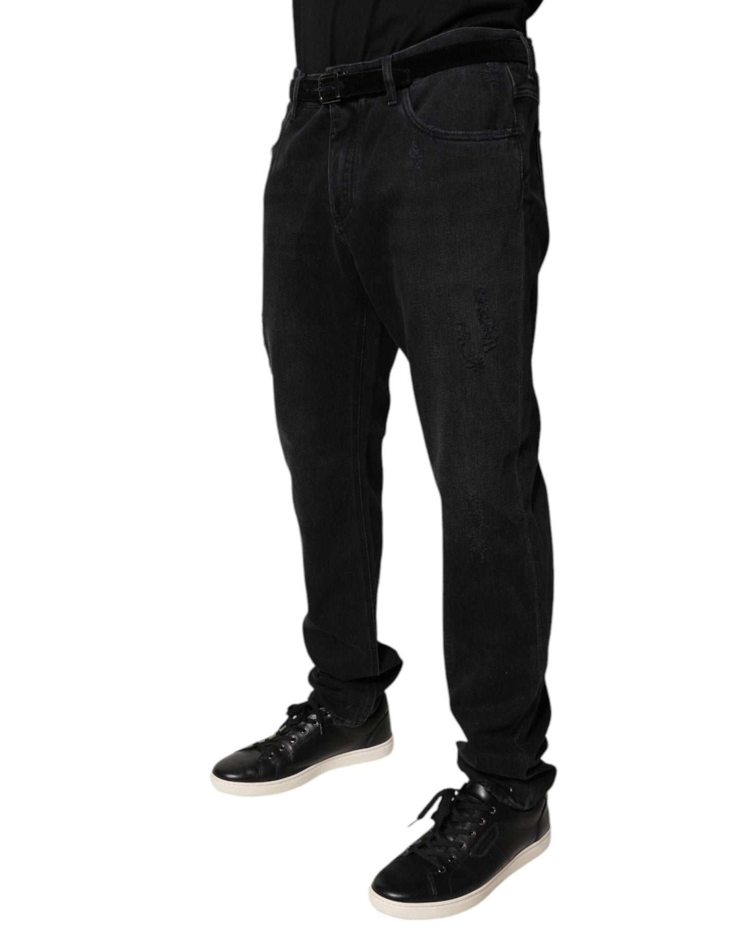 Dolce & Gabbana Black Cotton Skinny Men Denim Jeans - Sandy Store ByNet