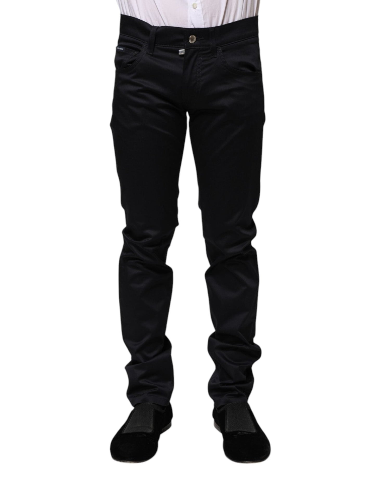 Dolce & Gabbana Black Cotton Skinny Mid Waist Pants – IT44 | XS par Dolce & Gabbana | Disponible sur Sandy Store ByNet