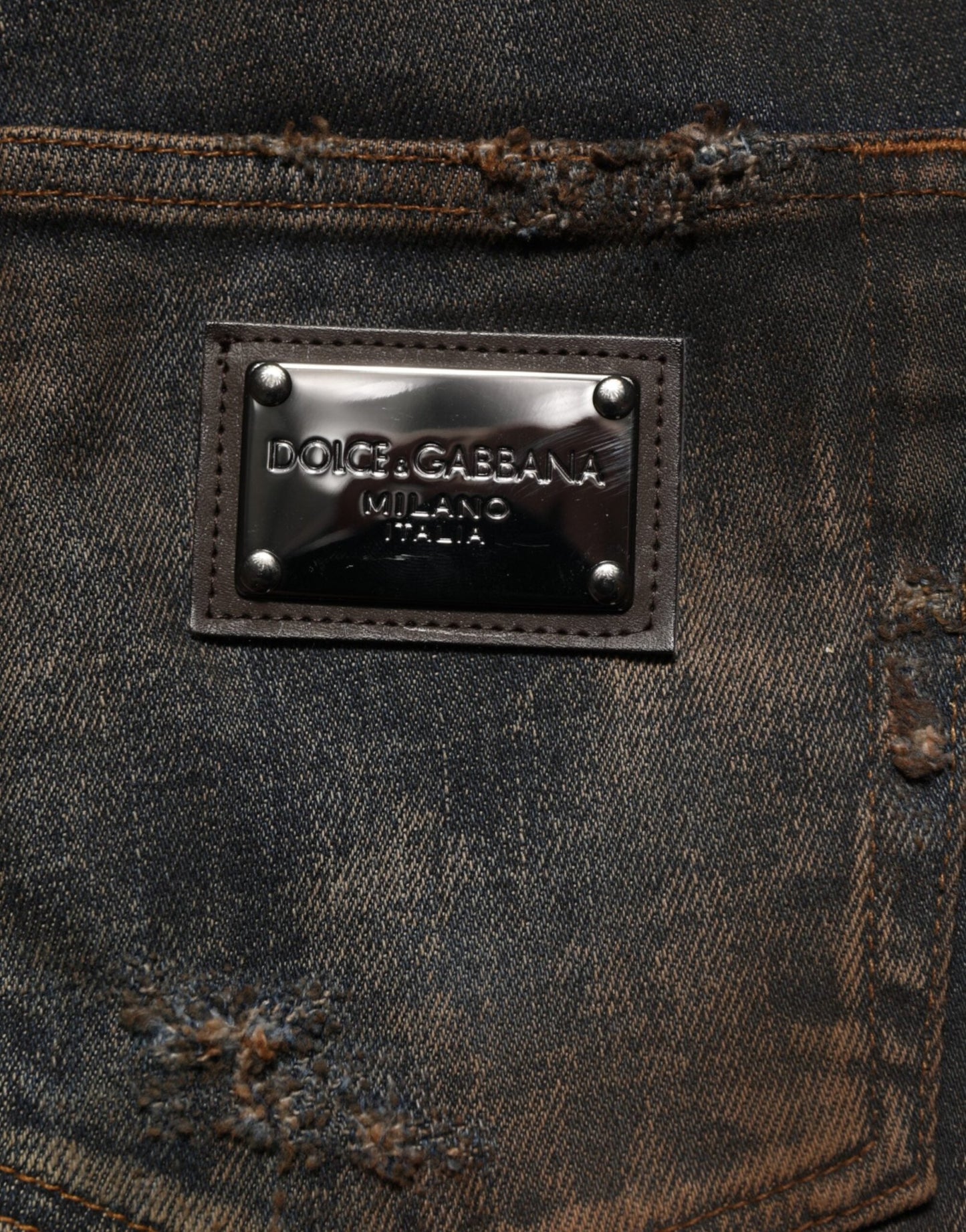 Dolce & Gabbana Black Cotton Skinny Tattered Men Denim Jeans – IT48 | M par Dolce & Gabbana | Disponible sur Sandy Store ByNet