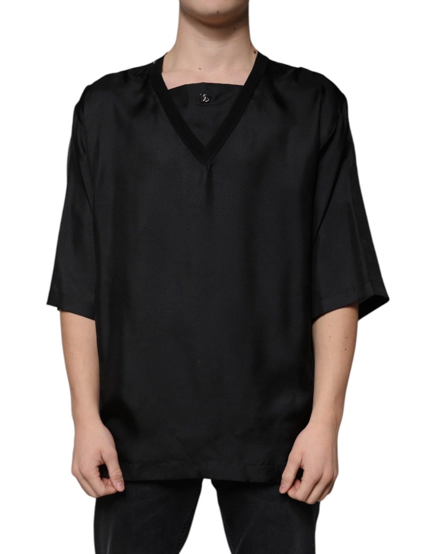 Dolce & Gabbana Black Cotton Square Neck Short Sleeve T-shirt – IT50 | L par Dolce & Gabbana | Disponible sur Sandy Store ByNet