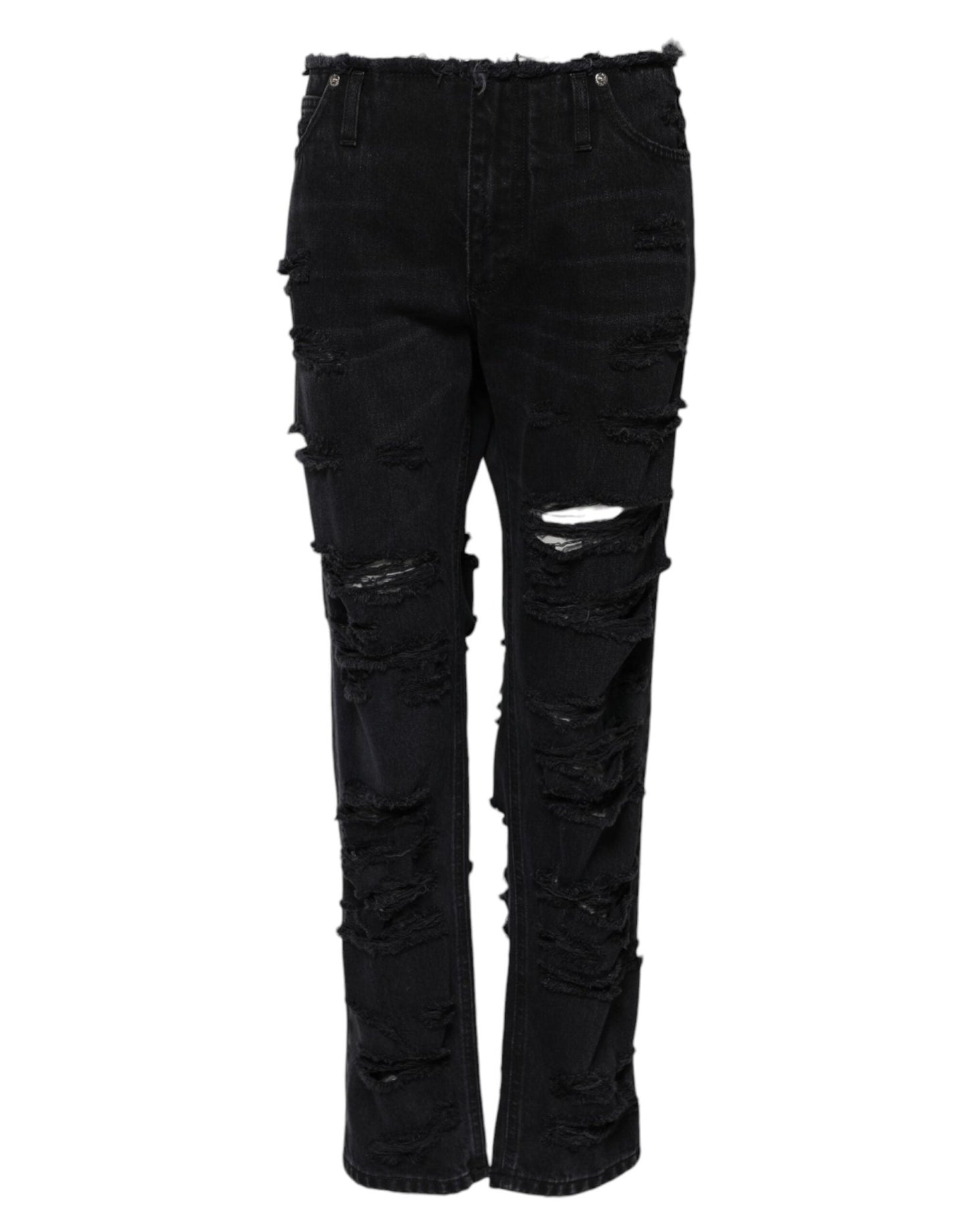 Dolce & Gabbana Black Cotton Tattered Mid Waist Denim Jeans – IT40|S par Dolce & Gabbana | Disponible sur Sandy Store ByNet