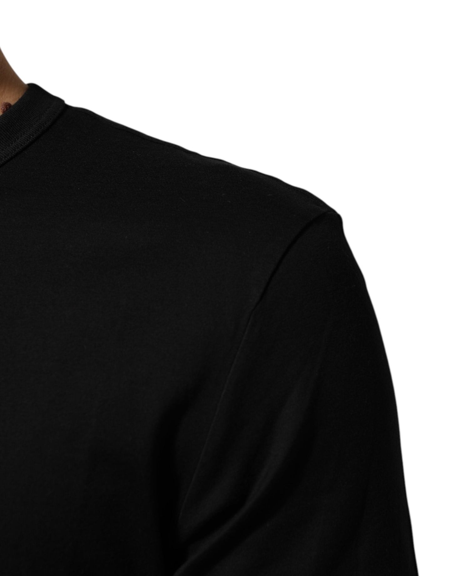 Dolce & Gabbana Black Cotton Velvet Logo Print Men T-shirt – IT44 | XS par Dolce & Gabbana | Disponible sur Sandy Store ByNet