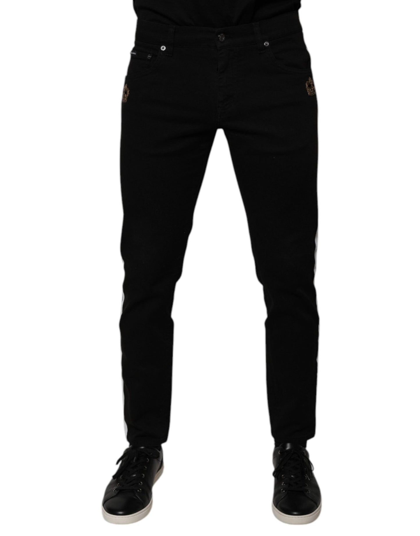 Dolce & Gabbana Black Crown White Lining Skinny Denim Jeans – IT48 | M par Dolce & Gabbana | Disponible sur Sandy Store ByNet