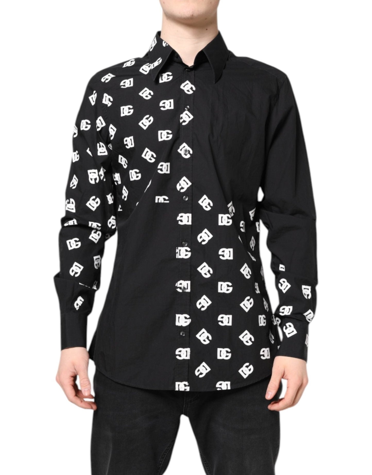 Dolce & Gabbana Black DG Logo Cotton MARTINI Dress Shirt – IT44 | 3XL par Dolce & Gabbana | Disponible sur Sandy Store ByNet