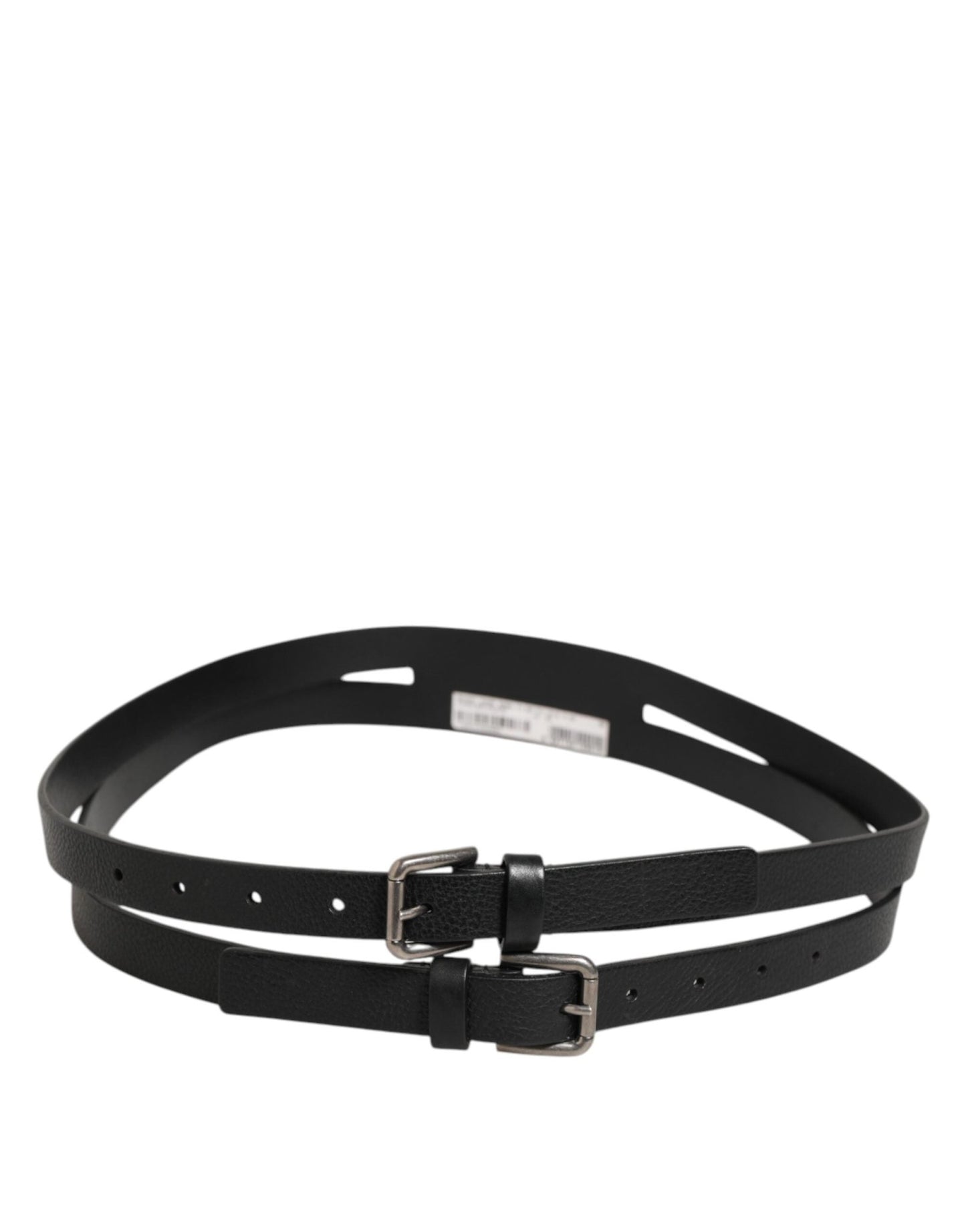 Dolce & Gabbana Black Double Strap Leather Gold Buckle Belt – 90 cm / 36 Inches par Dolce & Gabbana | Disponible sur Sandy Store ByNet