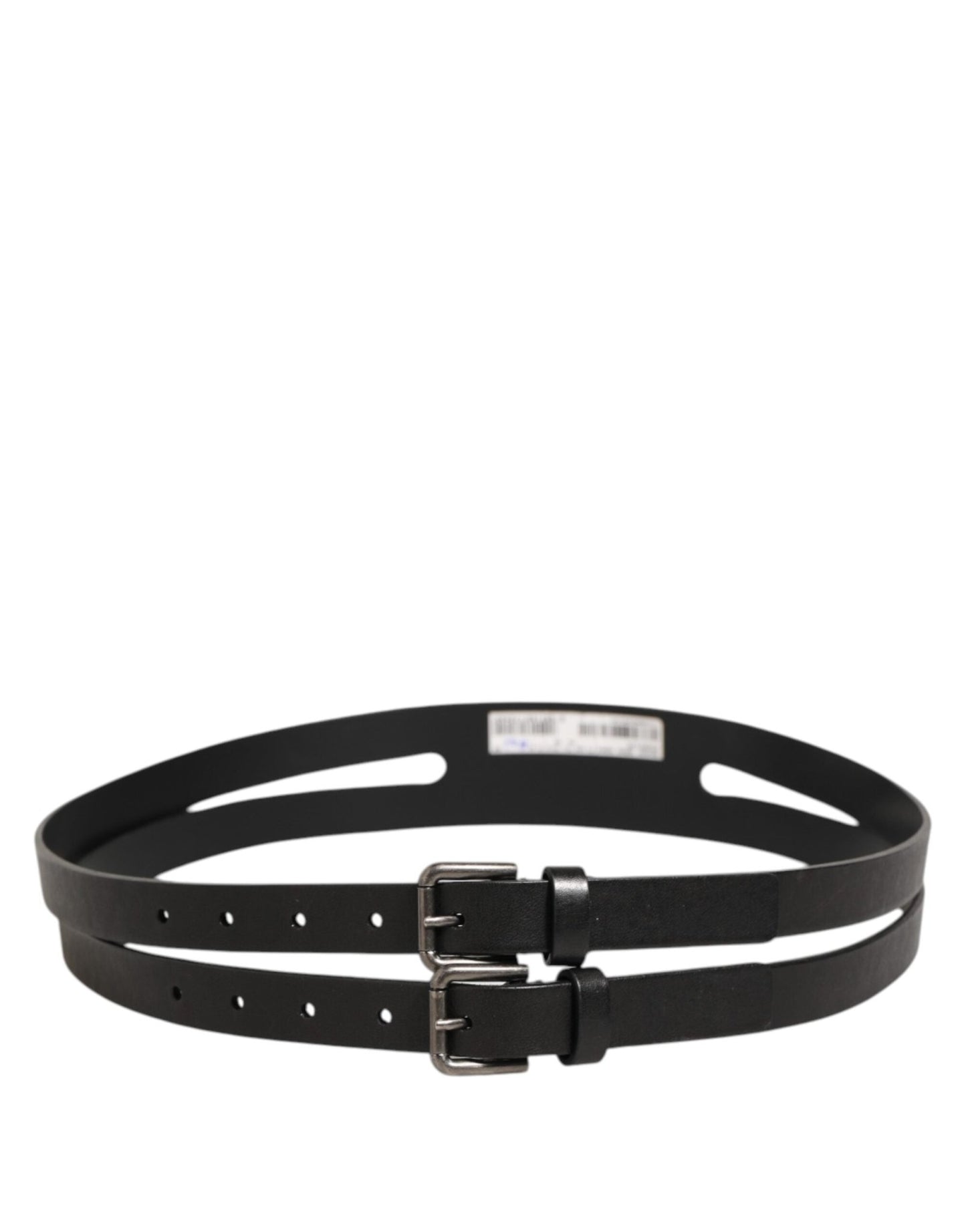 Dolce & Gabbana Black Double Strap Leather Silver Buckle Belt – 90 cm / 36 Inches par Dolce & Gabbana | Disponible sur Sandy Store ByNet