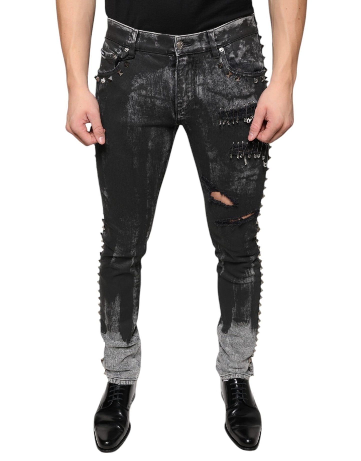 Dolce & Gabbana Black Embellished Cotton Skinny Denim Jeans – IT48 | M par Dolce & Gabbana | Disponible sur Sandy Store ByNet