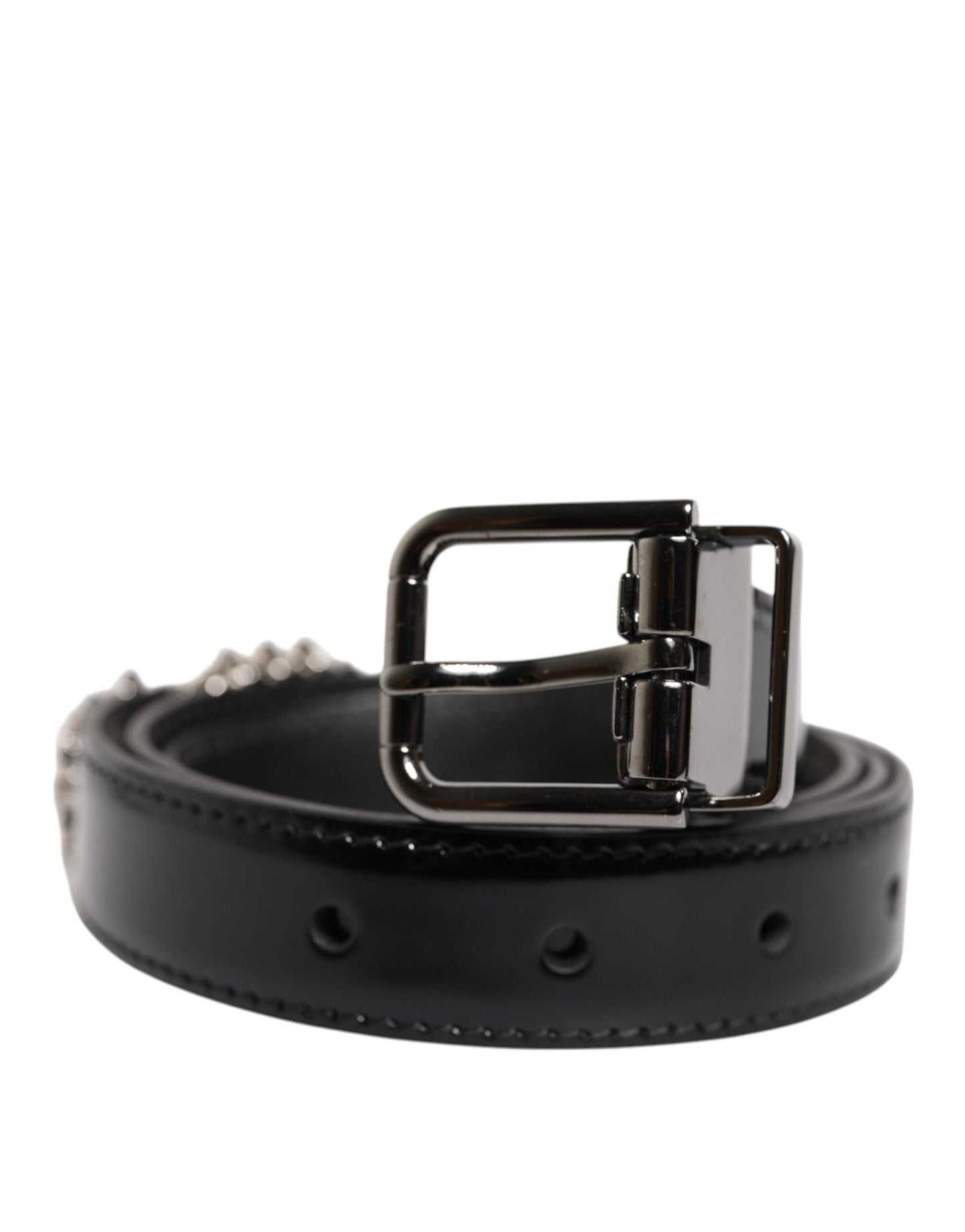 Dolce & Gabbana Black Embellished Metal Logo Buckle Belt – 90 cm / 36 Inches par Dolce & Gabbana | Disponible sur Sandy Store ByNet