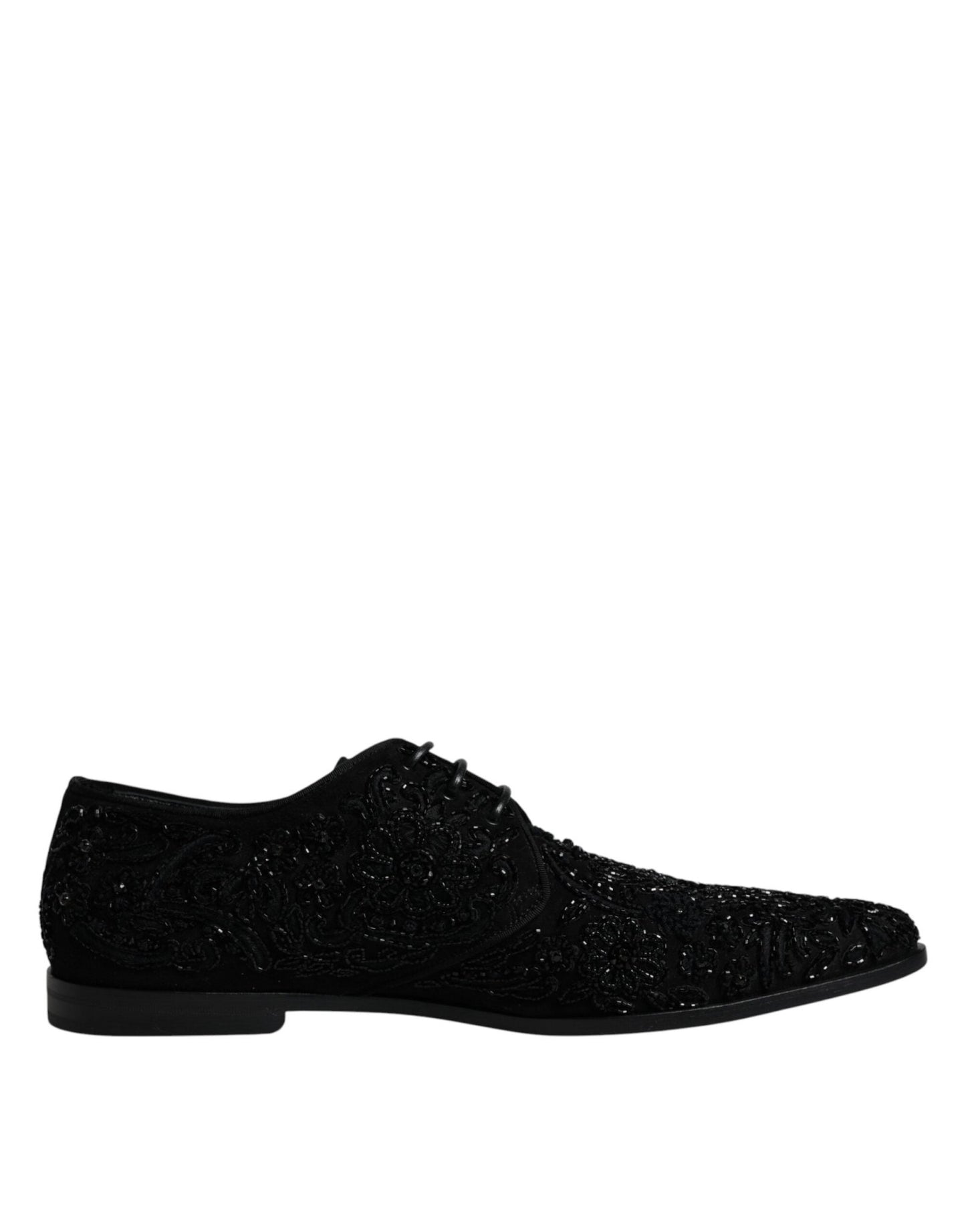 Dolce & Gabbana Black Embellished Suede Derby Formal Shoes - Sandy Store ByNet