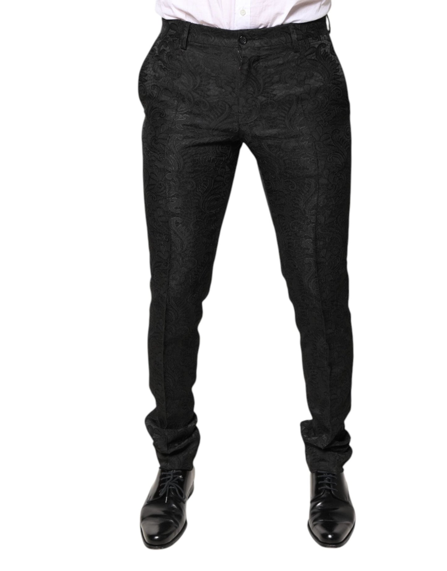 Dolce & Gabbana Black Floral Jacquard Mid Waist Dress Pants – IT46 | S par Dolce & Gabbana | Disponible sur Sandy Store ByNet