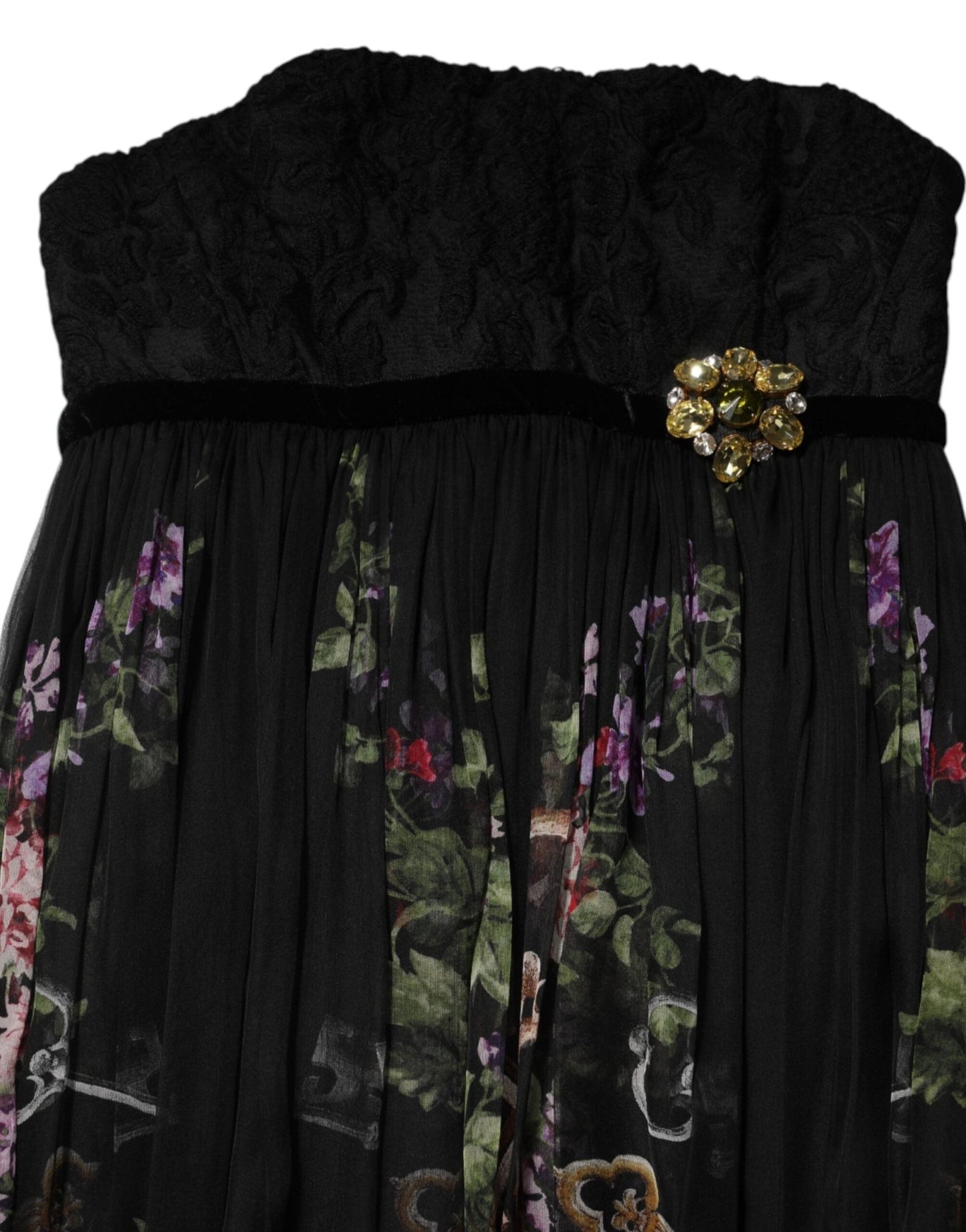 Dolce & Gabbana Black Floral Key Print Crystal Strapless Dress – IT40|S par Dolce & Gabbana | Disponible sur Sandy Store ByNet