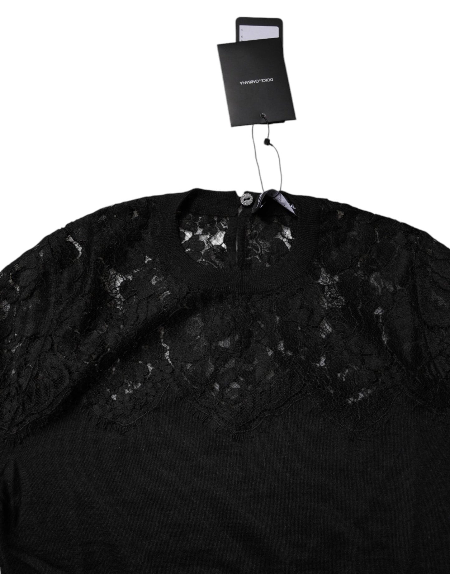 Dolce & Gabbana Black Floral Lace Long Sleeves Blouse Top - Sandy Store ByNet