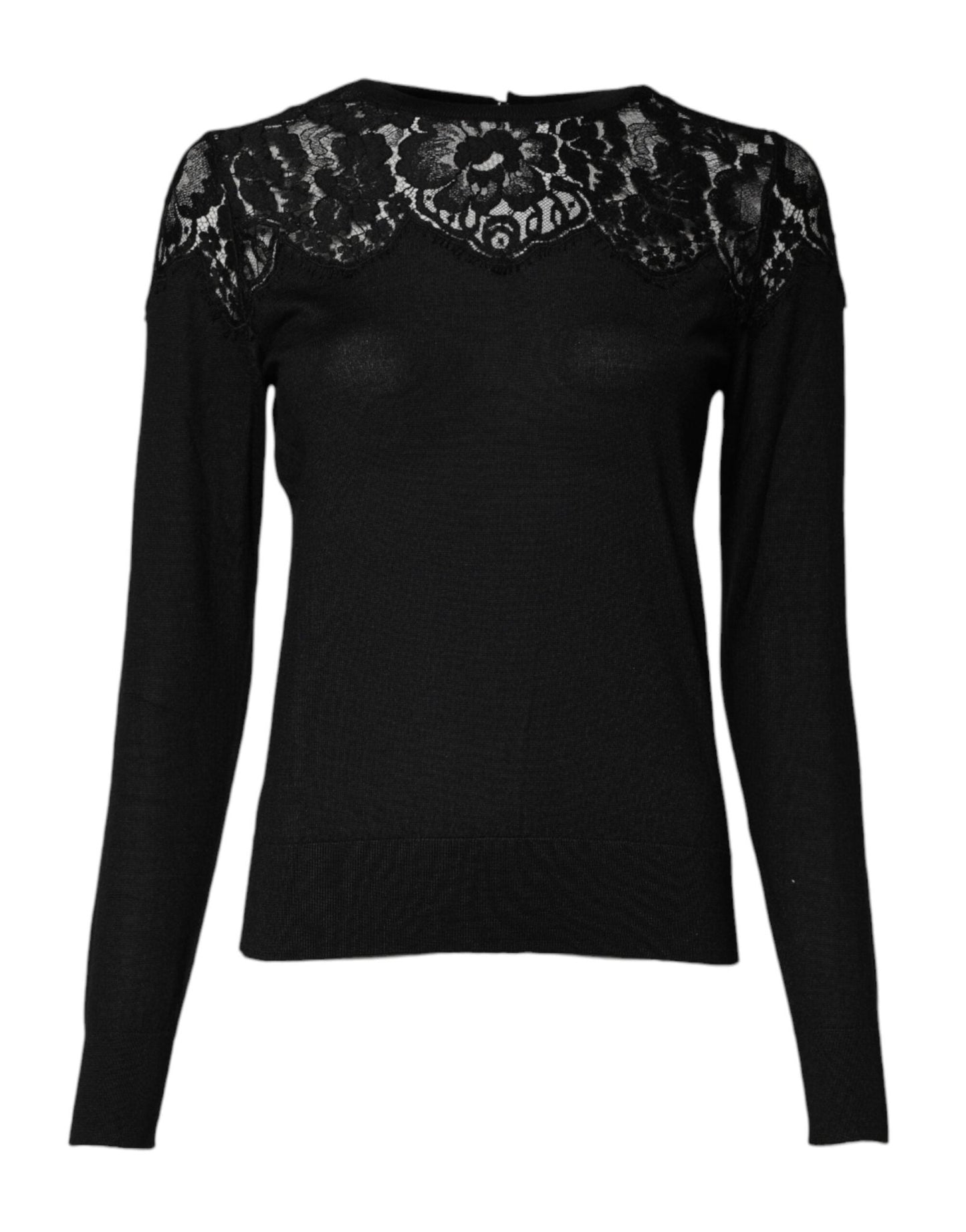 Dolce & Gabbana Black Floral Lace Long Sleeves Blouse Top - Sandy Store ByNet