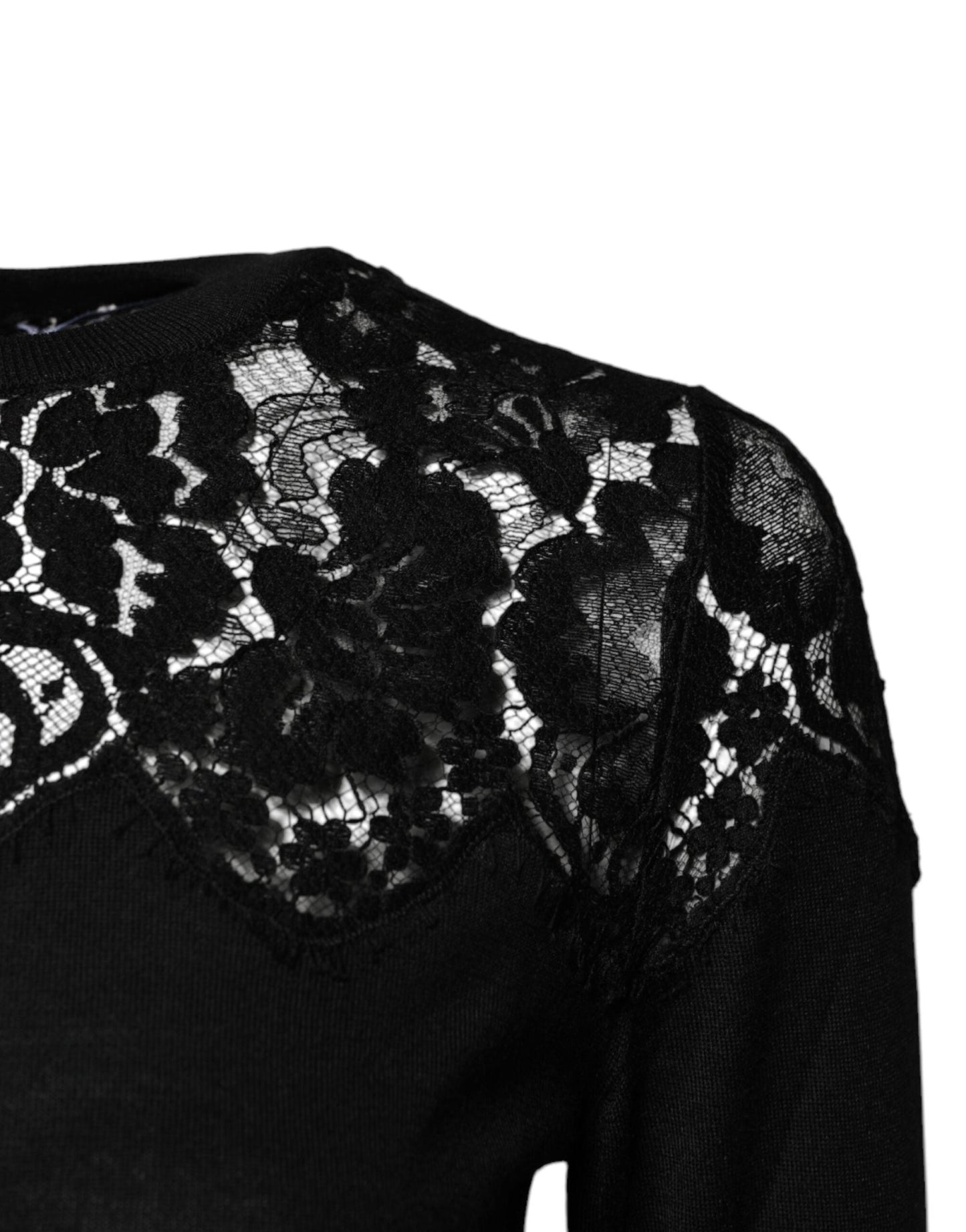 Dolce & Gabbana Black Floral Lace Long Sleeves Blouse Top - Sandy Store ByNet