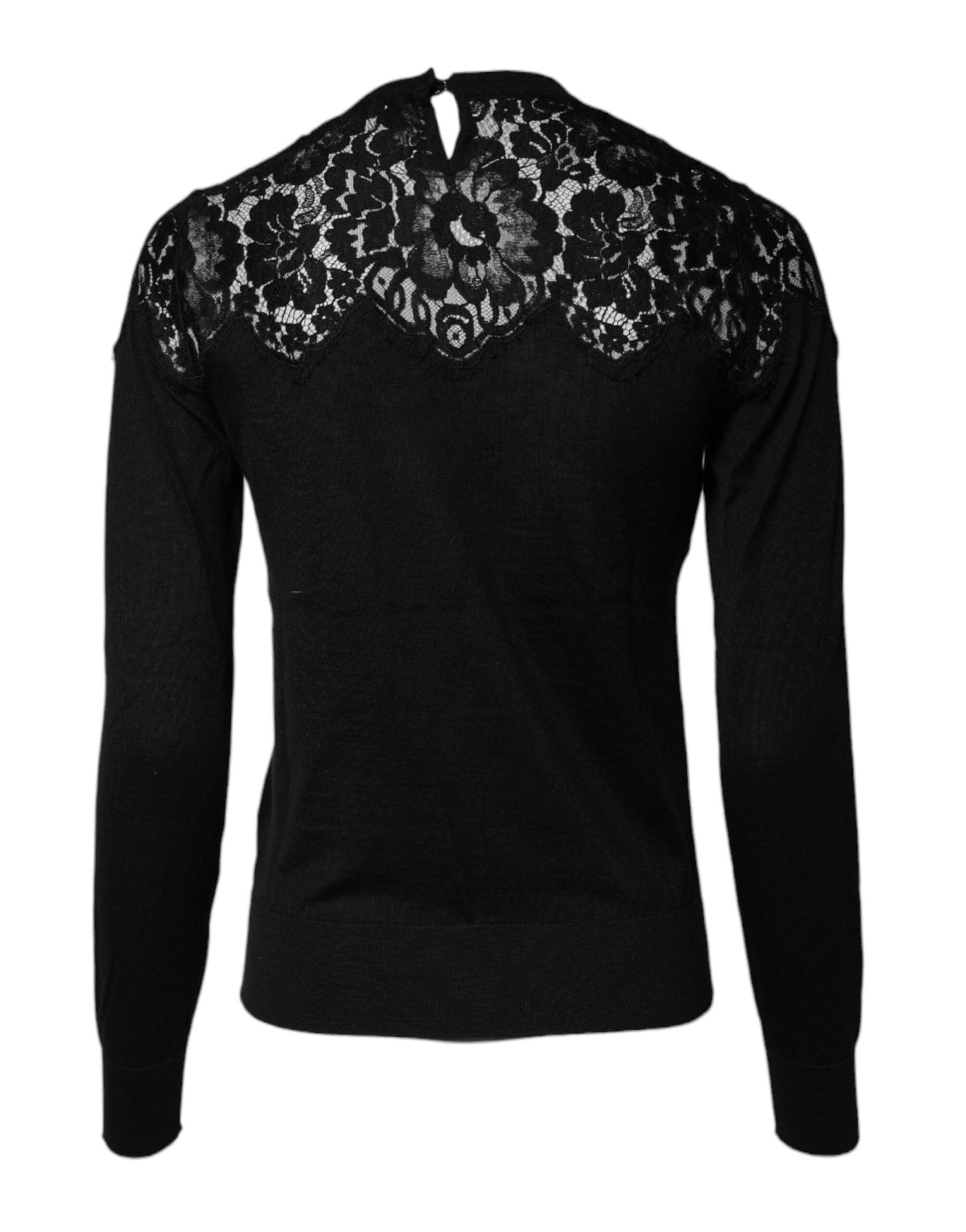 Dolce & Gabbana Black Floral Lace Long Sleeves Blouse Top - Sandy Store ByNet