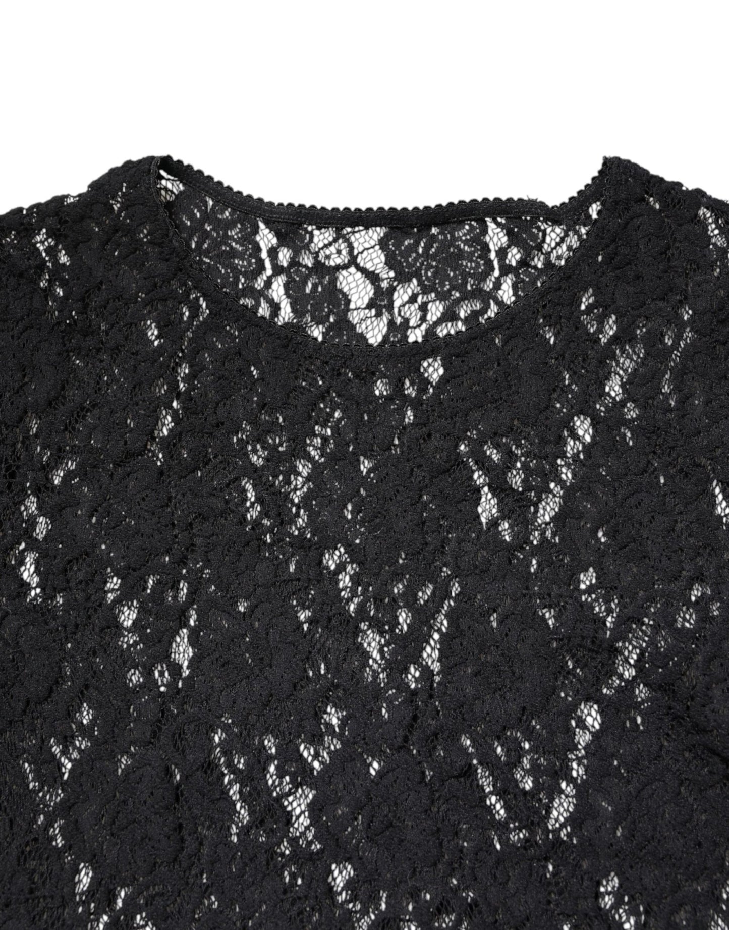 Dolce & Gabbana Black Floral Lace Long Sleeves Pullover Top - Sandy Store ByNet