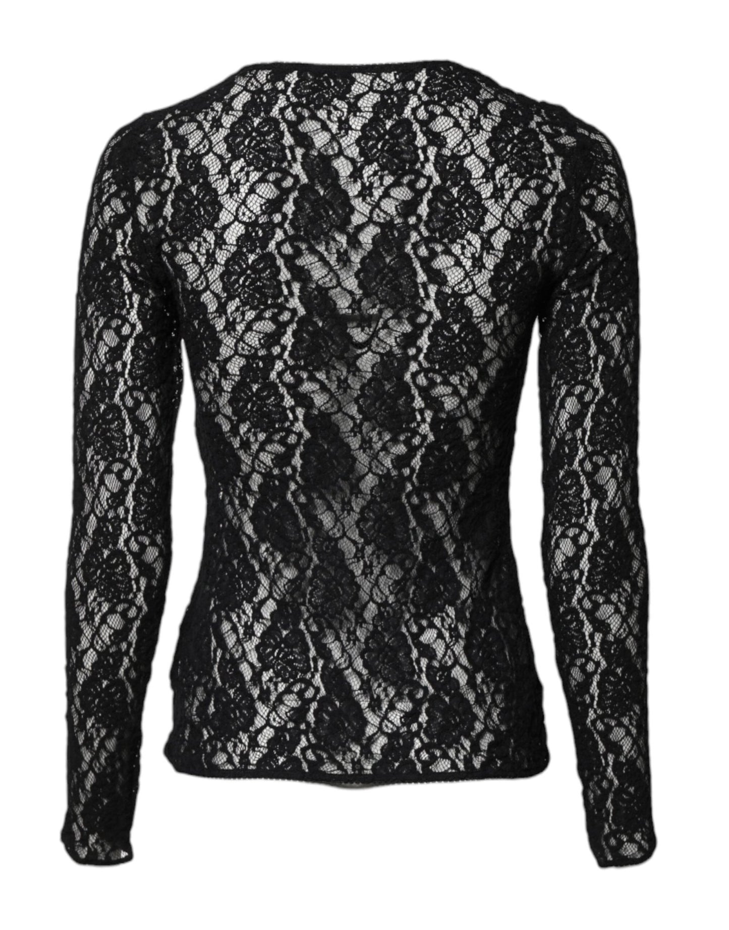Dolce & Gabbana Black Floral Lace Long Sleeves Pullover Top - Sandy Store ByNet