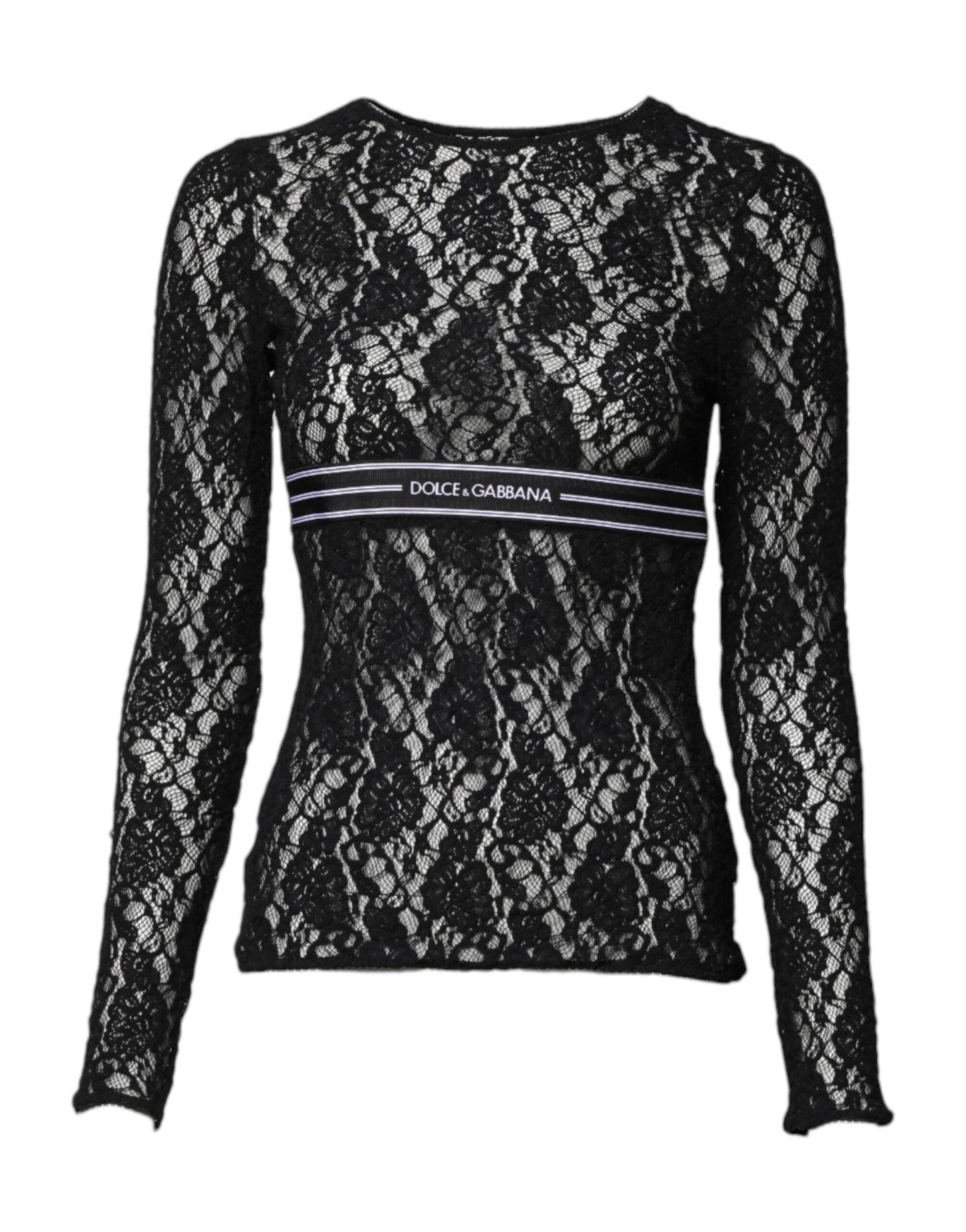 Dolce & Gabbana Black Floral Lace Long Sleeves Pullover Top - Sandy Store ByNet