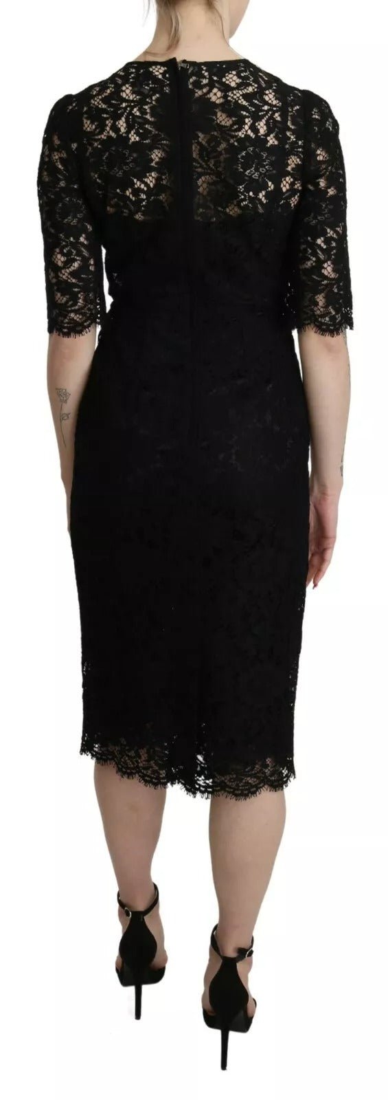Dolce & Gabbana Black Floral Lace Sheath Knee Length Dress – IT40|S par Dolce & Gabbana | Disponible sur Sandy Store ByNet