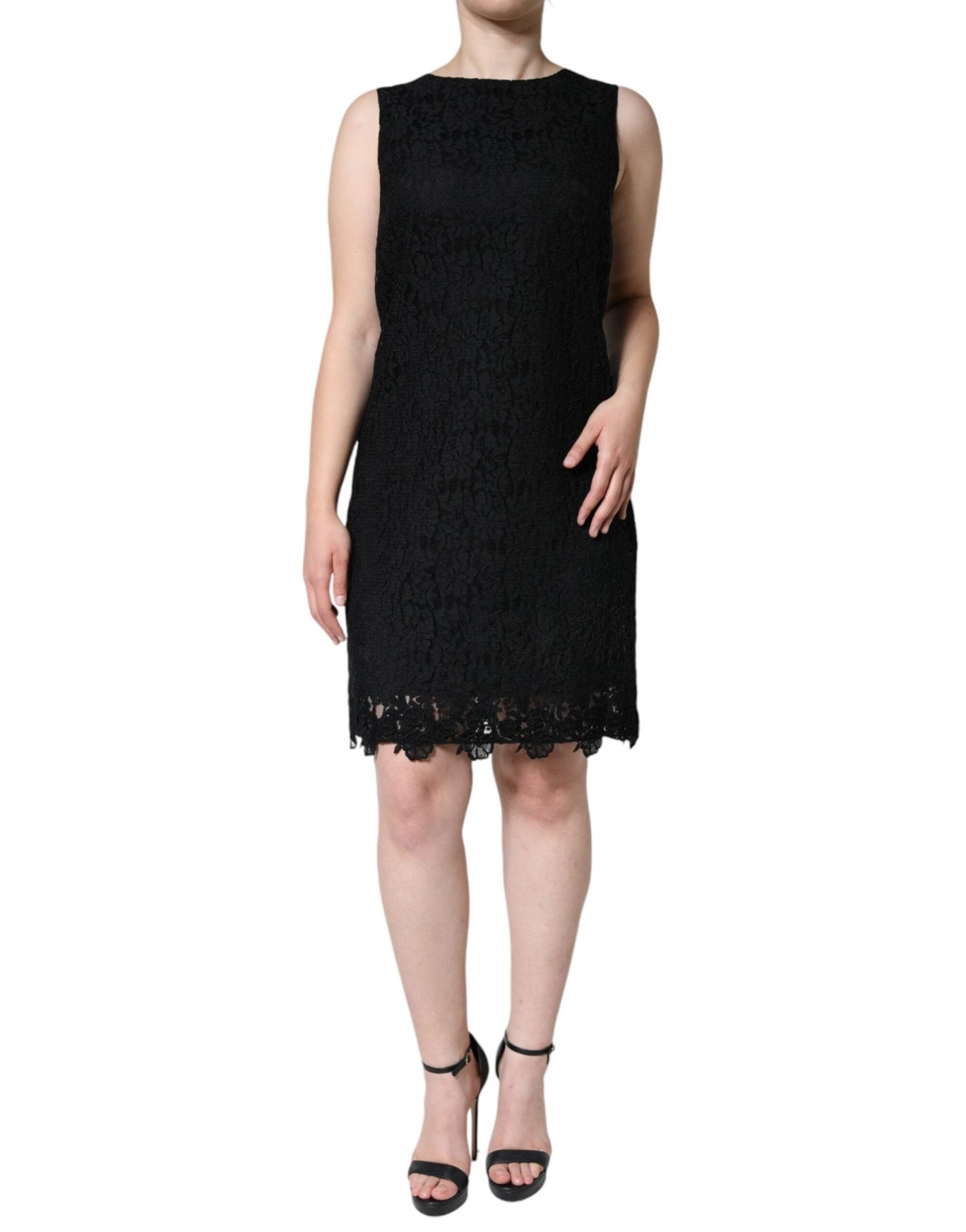Dolce & Gabbana Black Floral Lace Sheath Sleeveless Mini Dress - Sandy Store ByNet