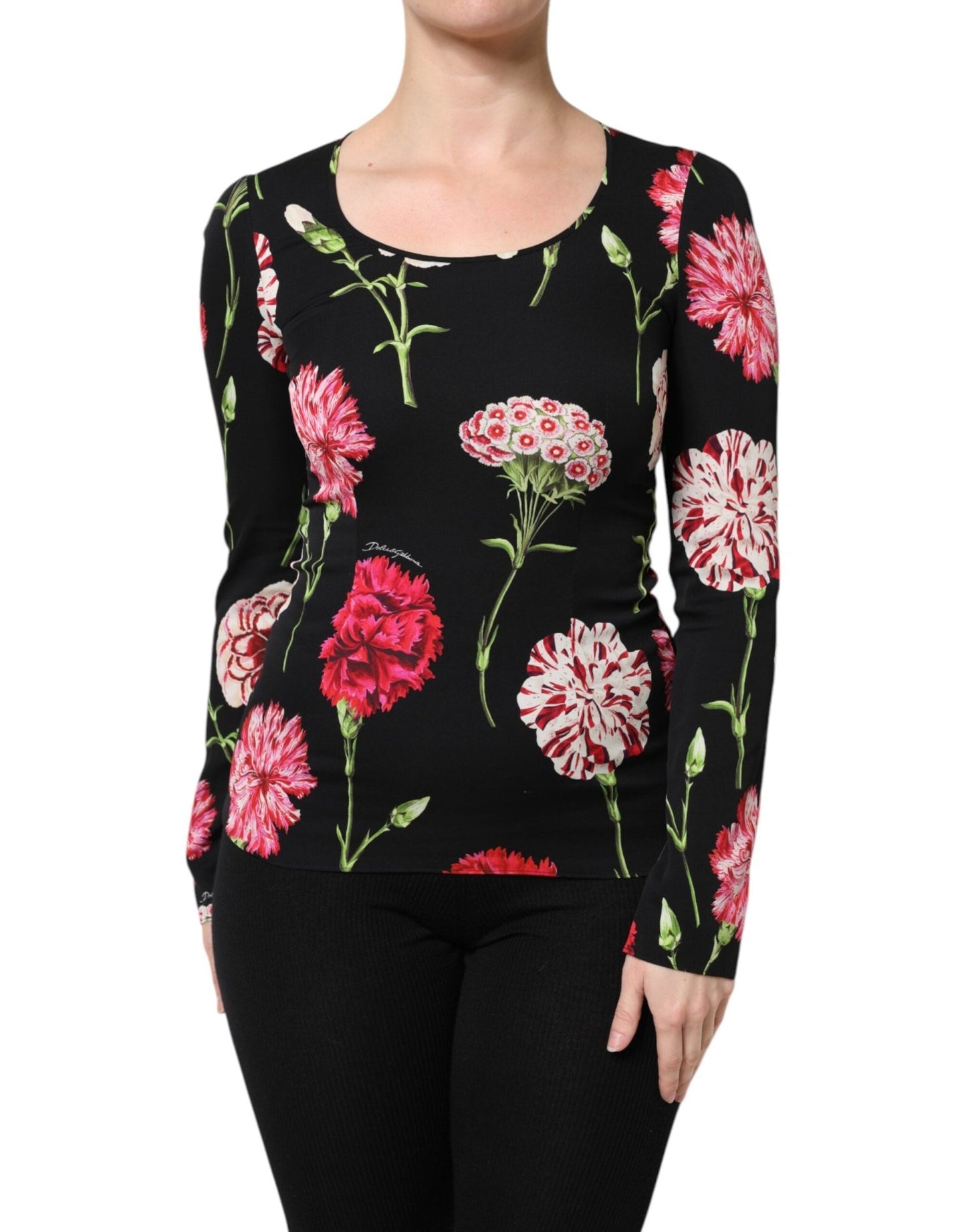 Dolce & Gabbana Black Floral Long Sleeve Women Blouse Top – IT36|XXS par Dolce & Gabbana | Disponible sur Sandy Store ByNet