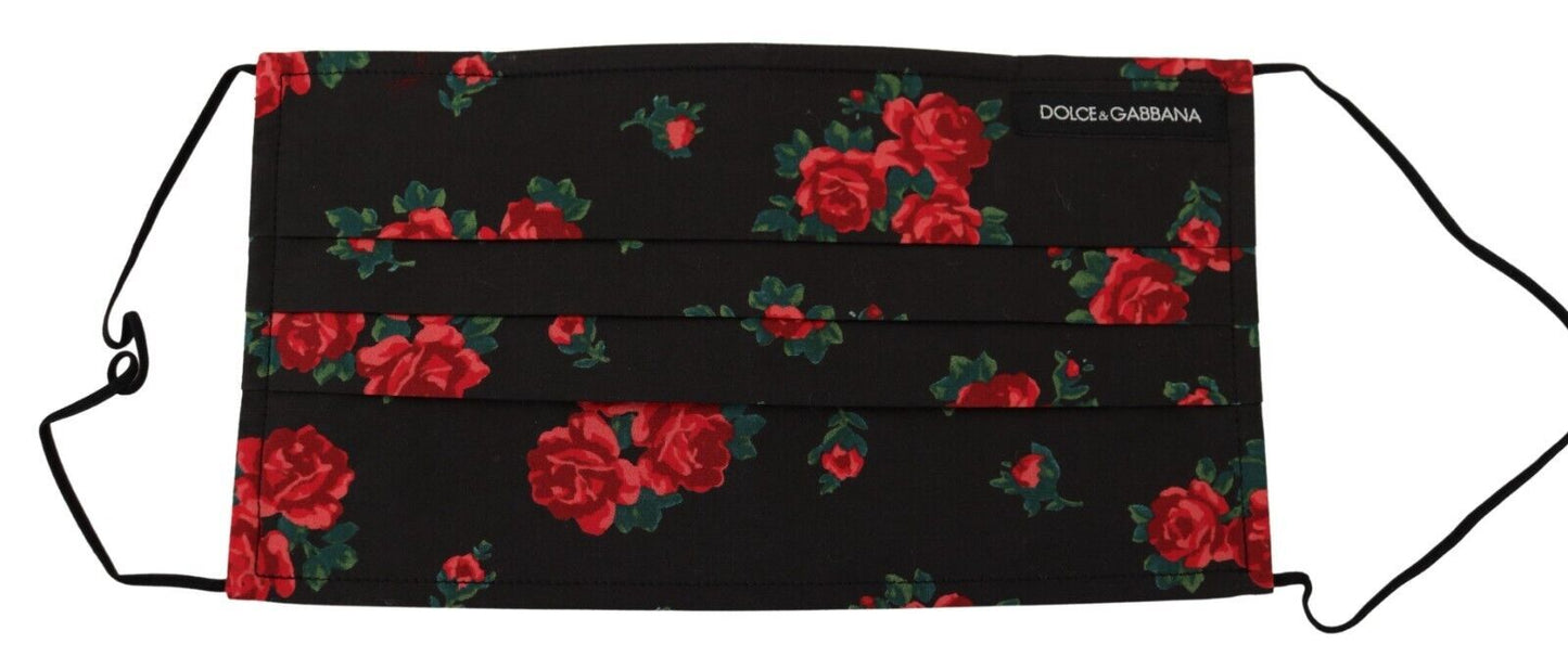 Dolce & Gabbana Black Floral Pleated Elastic Ear Strap One Size Face Mask – par Dolce & Gabbana | Disponible sur Sandy Store ByNet