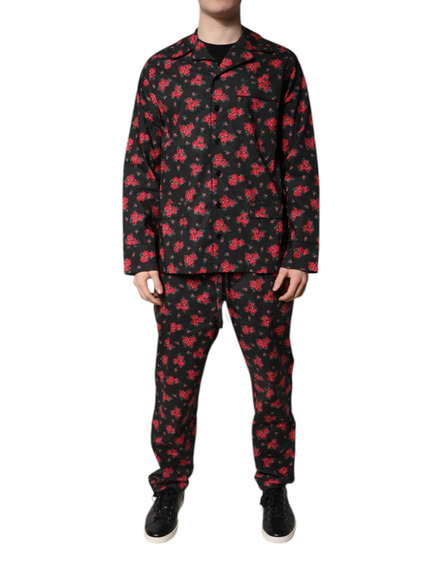 Dolce & Gabbana Black Floral Print Cotton Men Pajama Set Sleepwear – IT38 | XS par Dolce & Gabbana | Disponible sur Sandy Store ByNet