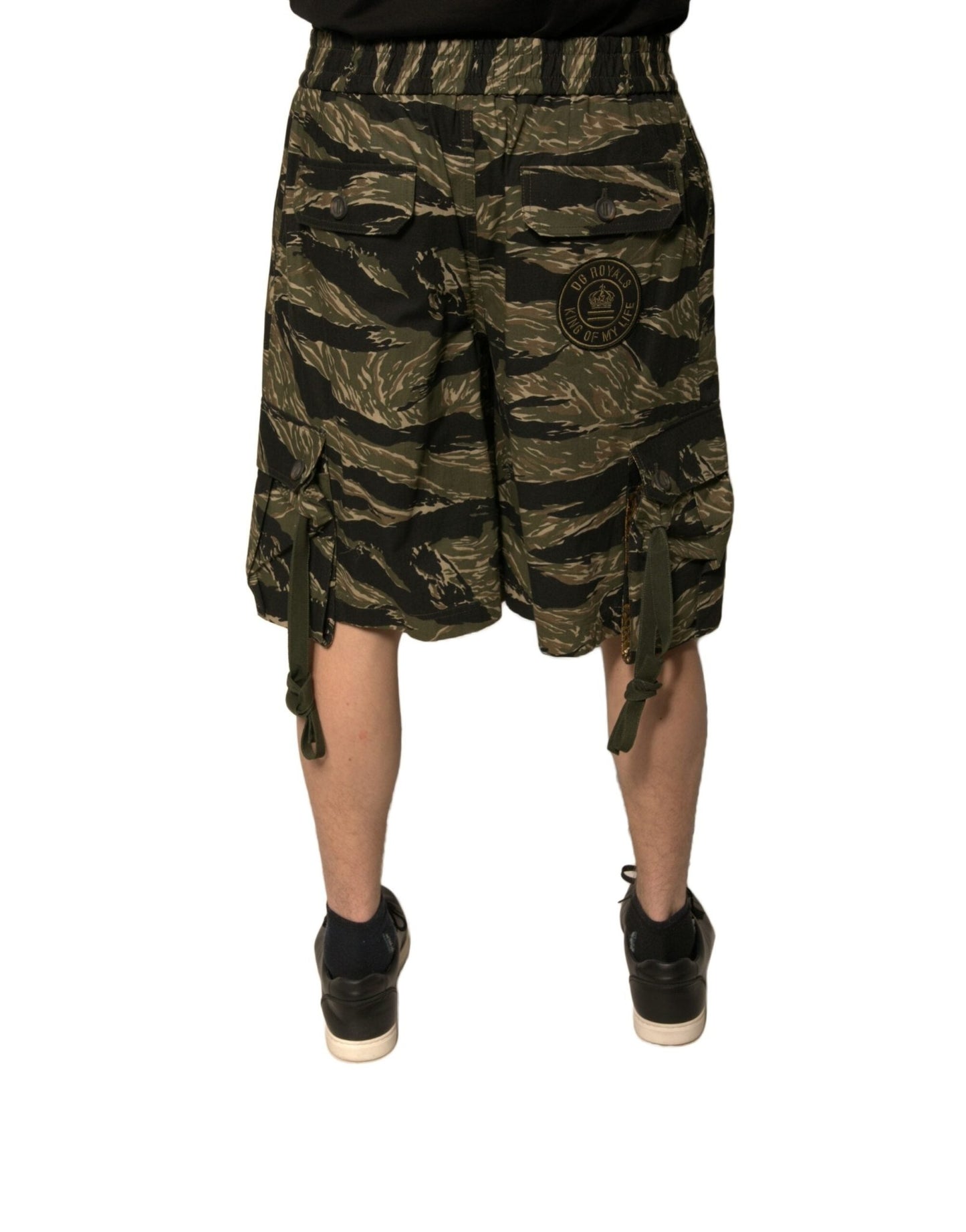 Dolce & Gabbana Black Gold Patterned Cotton Bermuda Shorts - Sandy Store ByNet