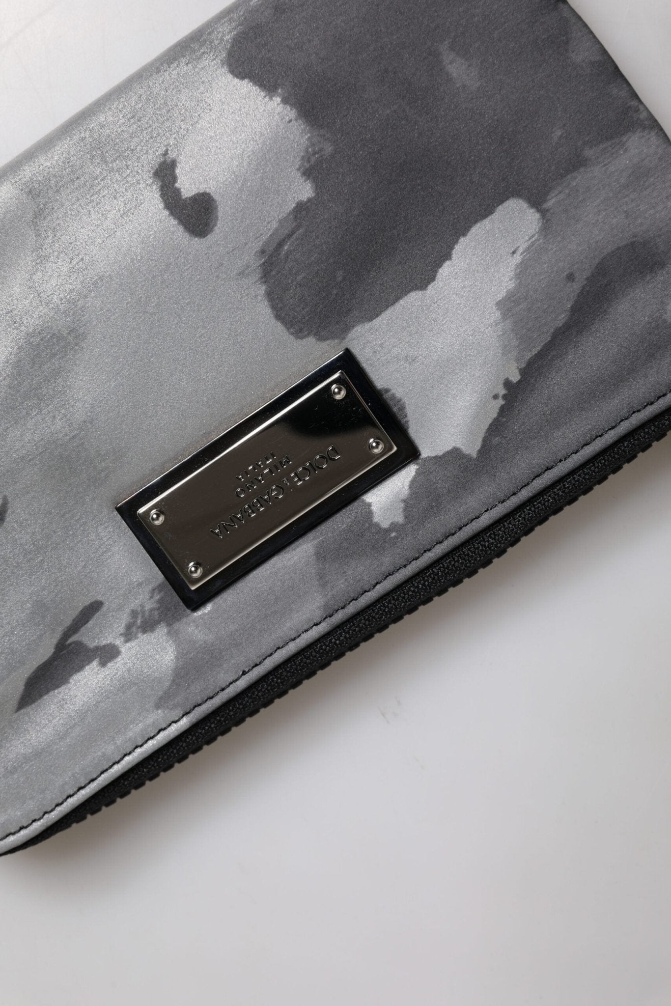 Dolce & Gabbana Black Gray Camouflage Logo Plaque Keyring Pouch Bag - Sandy Store ByNet