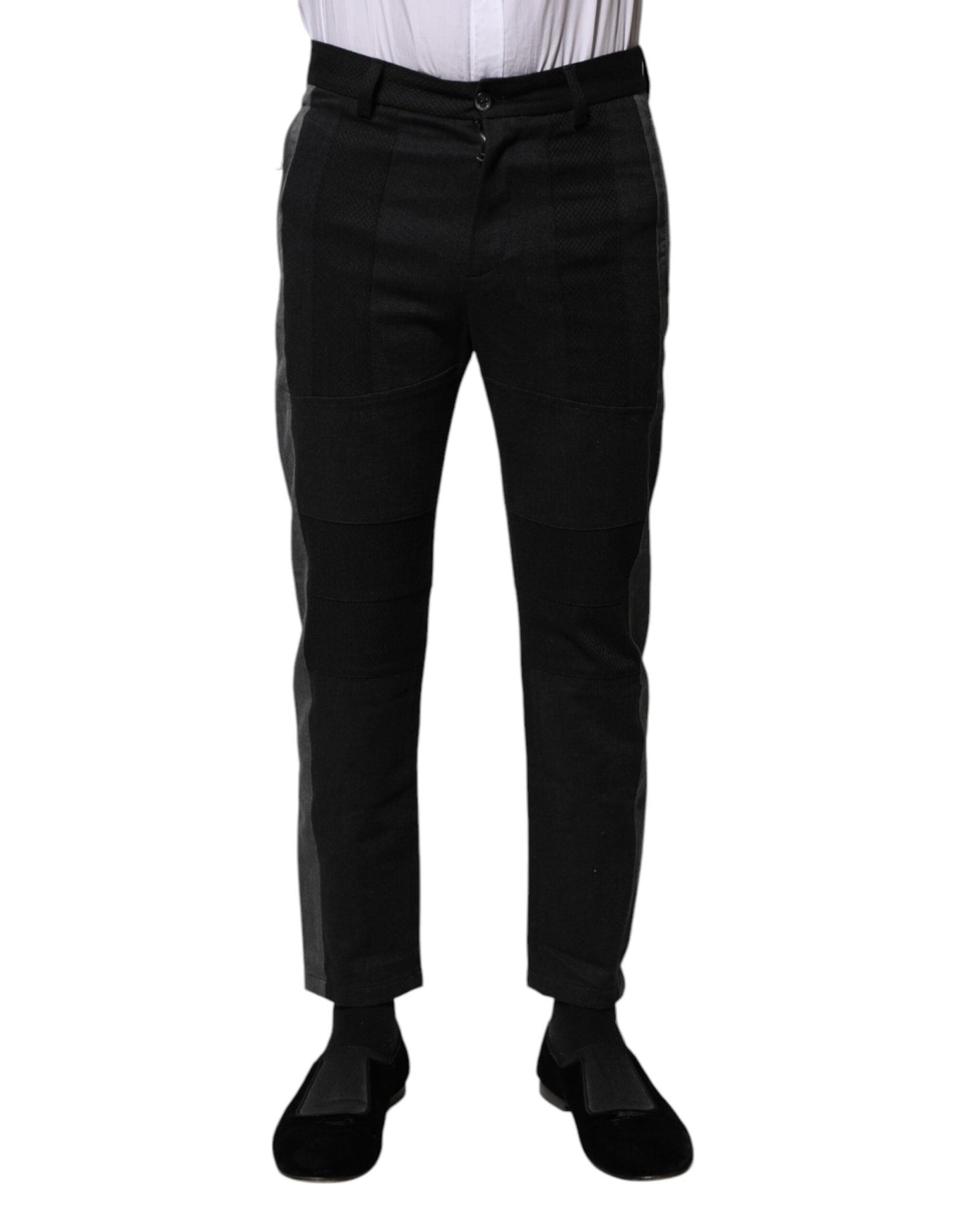 Dolce & Gabbana Black Gray Fantasy Cotton Formal Slim Pants – IT44 | XS par Dolce & Gabbana | Disponible sur Sandy Store ByNet