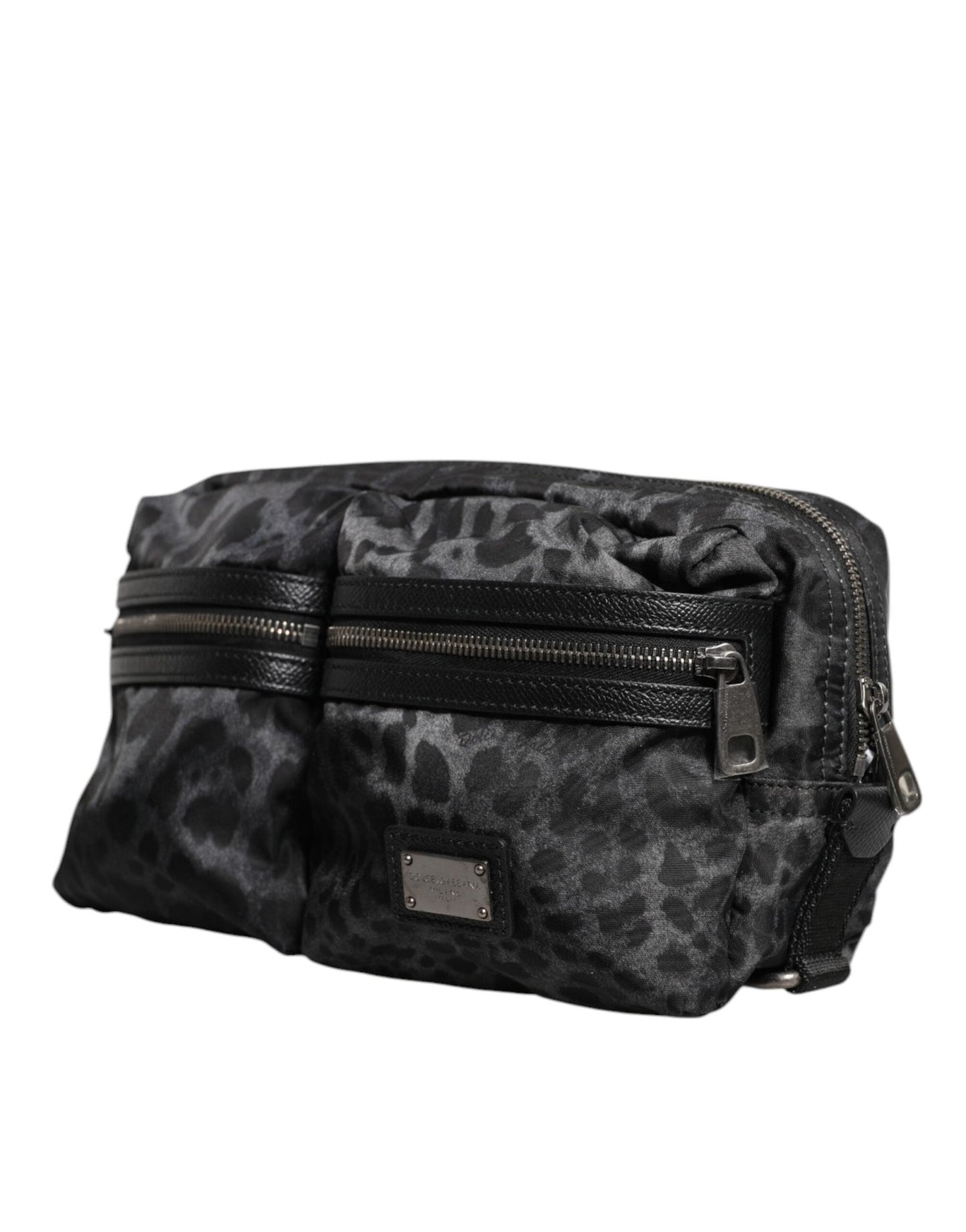Dolce & Gabbana Black Gray Leopard DG Logo Belt Waist Fanny Pack Bag - Sandy Store ByNet