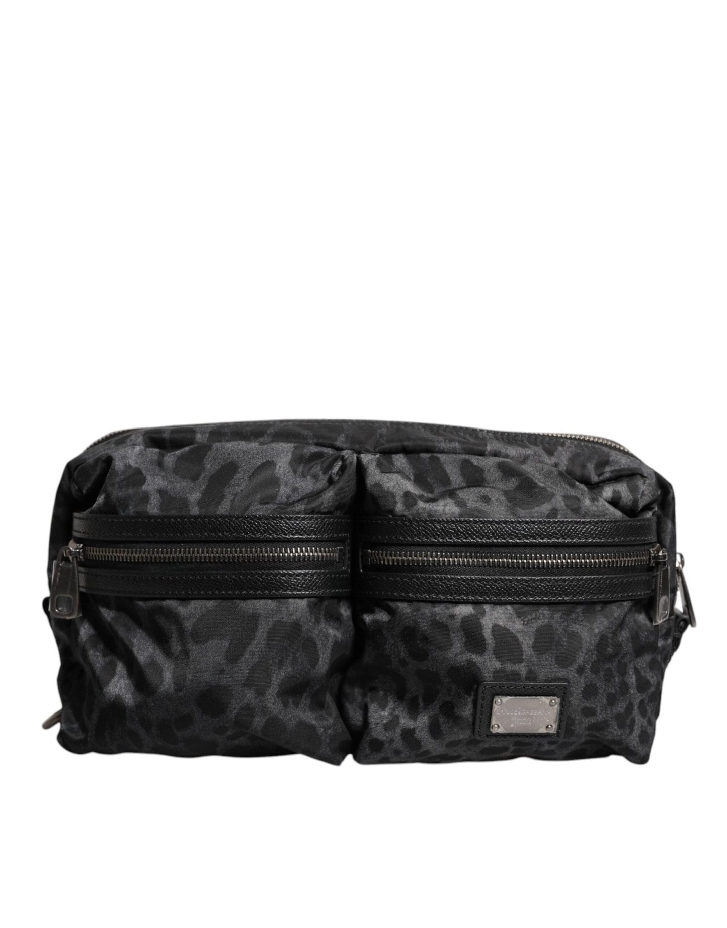 Dolce & Gabbana Black Gray Leopard DG Logo Belt Waist Fanny Pack Bag - Sandy Store ByNet