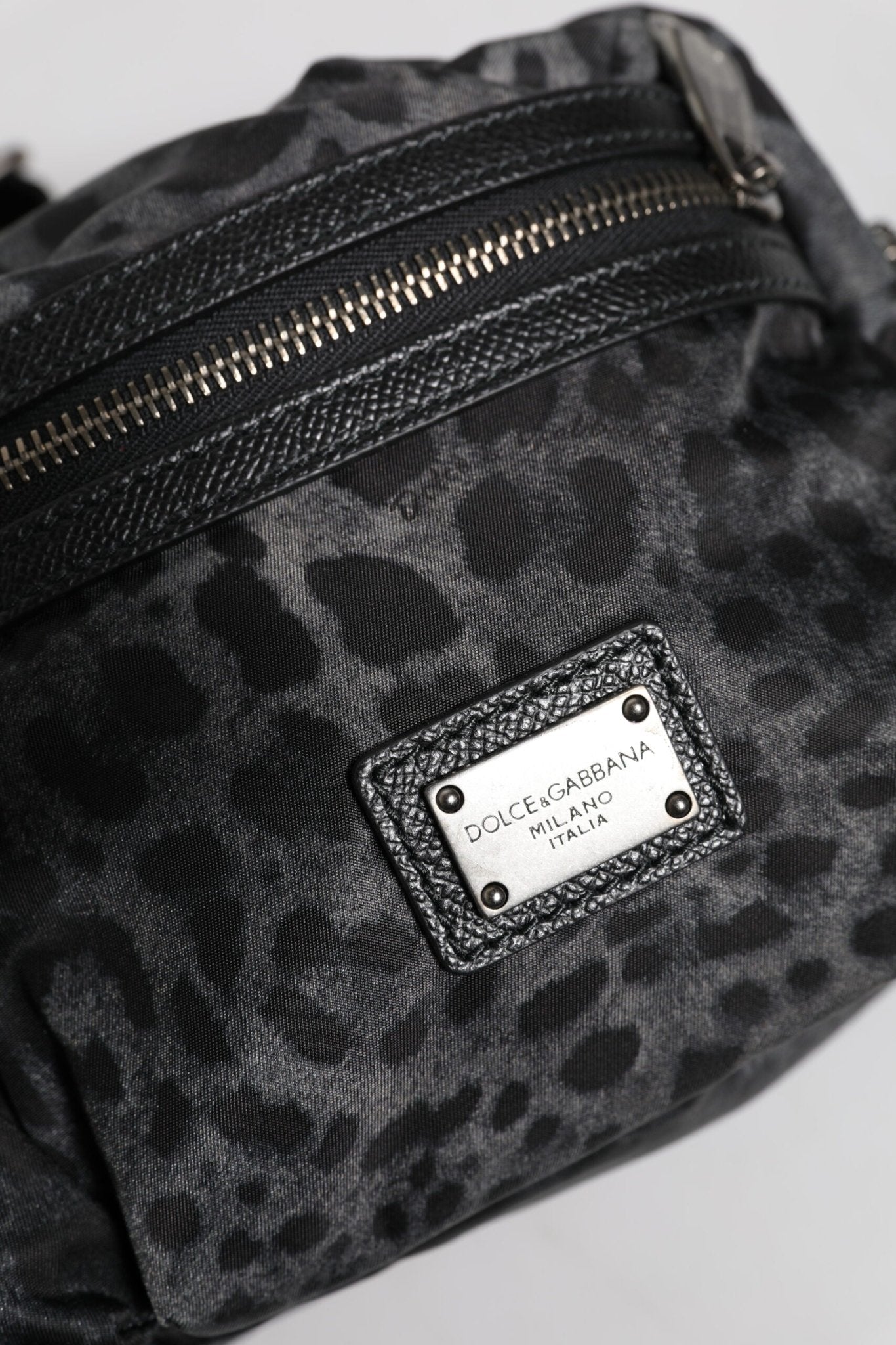 Dolce & Gabbana Black Gray Leopard DG Logo Belt Waist Fanny Pack Bag - Sandy Store ByNet