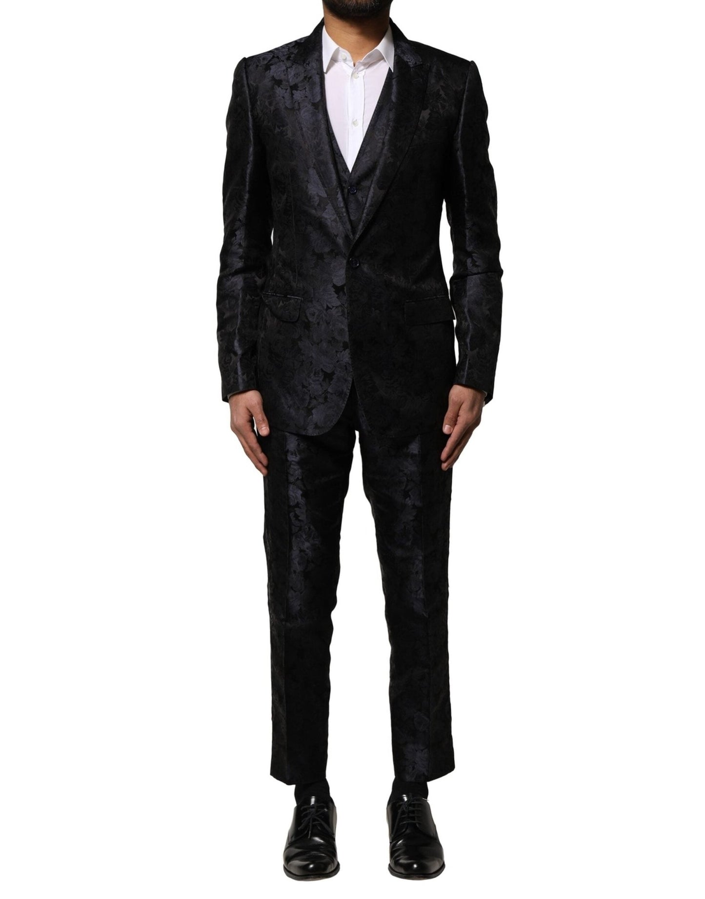 Dolce & Gabbana Black Jacquard 3 Piece Single Breasted Suit – IT46 | S par Dolce & Gabbana | Disponible sur Sandy Store ByNet